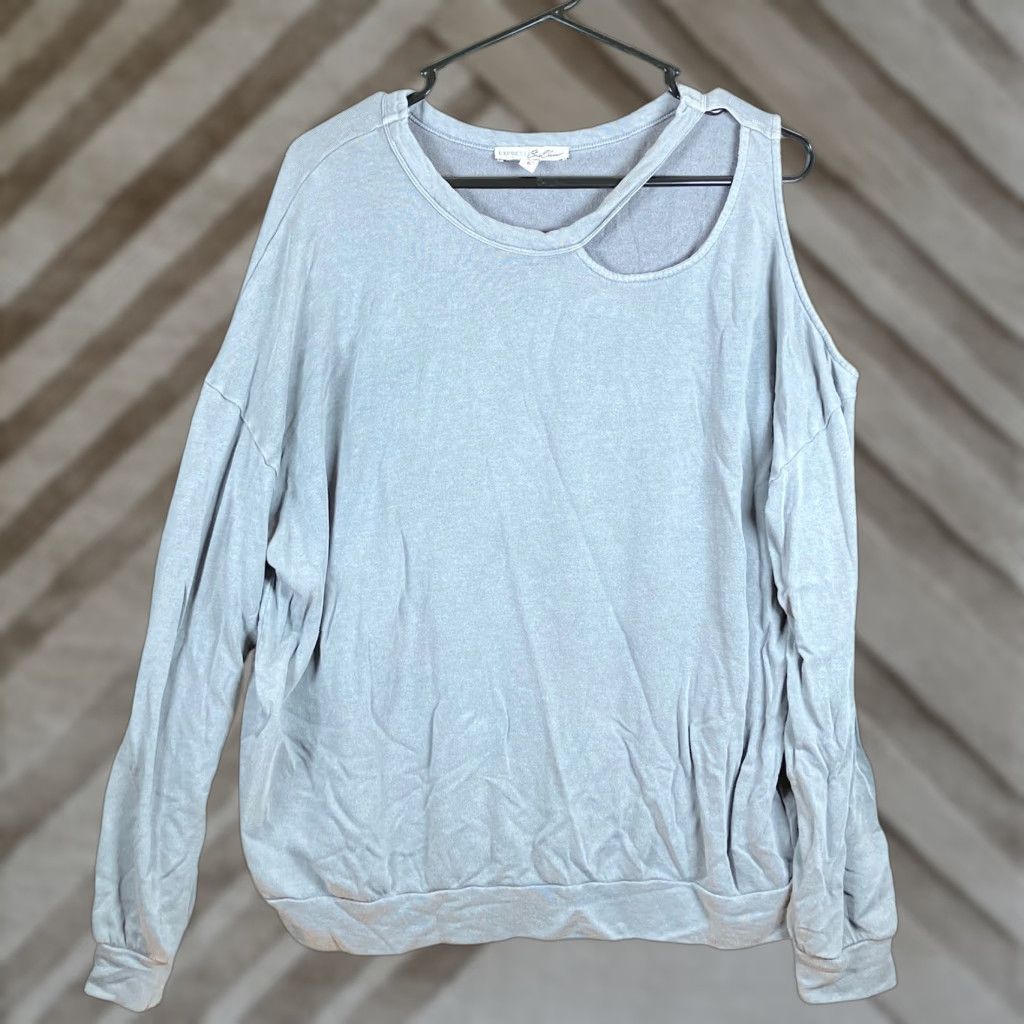 Express VINTAGE Express 111 Womens Sweater Gray Open Shoulder Cut Out Cotton Blend Medium Size M / US 6-8 / IT 42-44 - 1 Thumbnail
