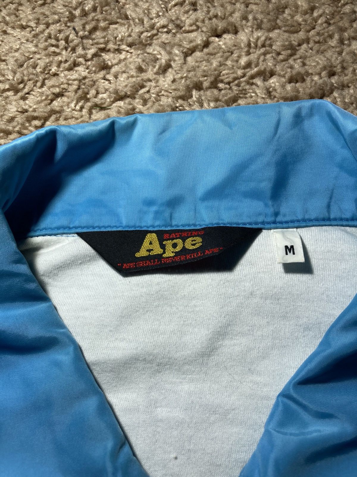Bape 2000 Bape Nylon Varsity Jacket Baby Blue Stadium 90s OG Nigo Size US M / EU 48-50 / 2 - 2 Thumbnail