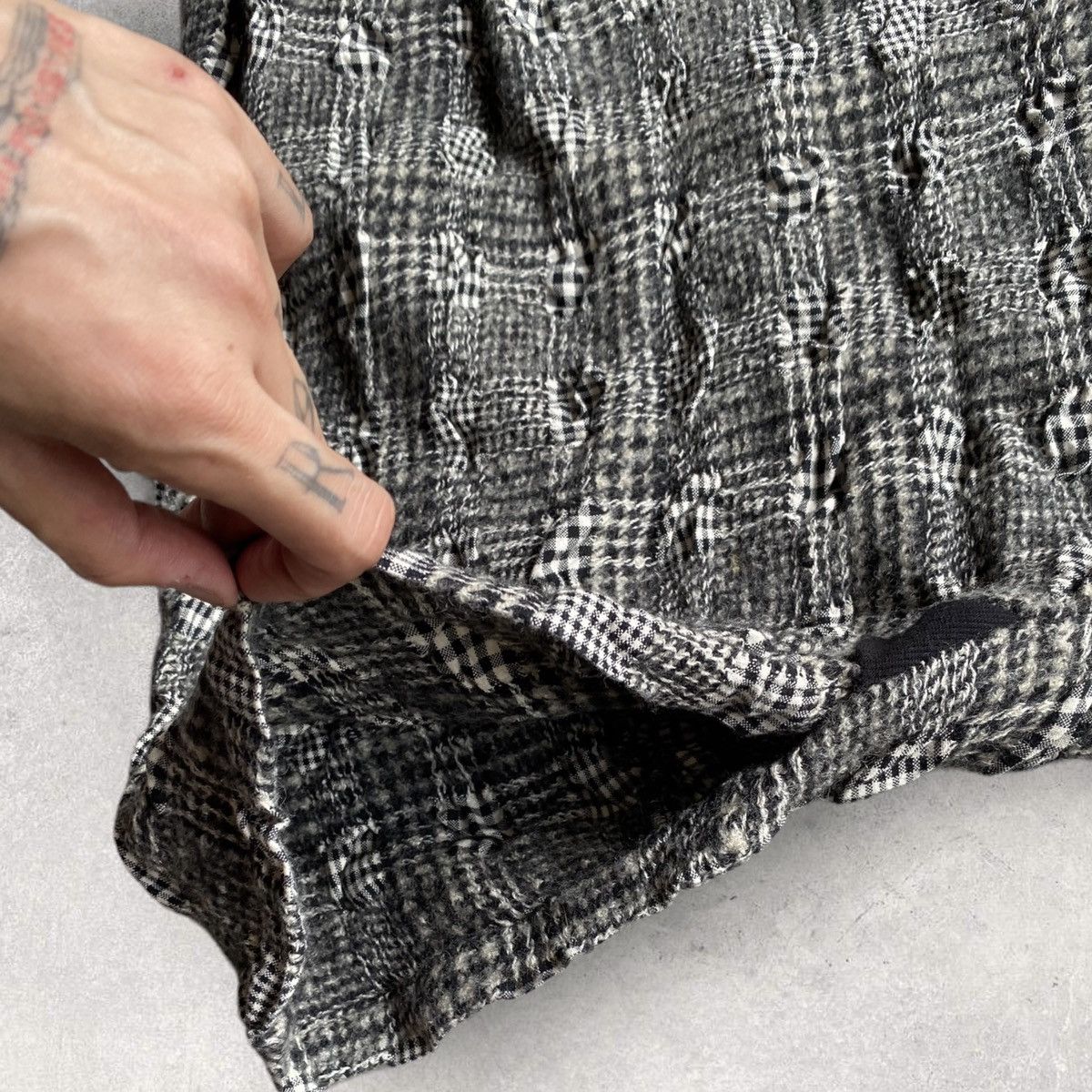 Yohji Yamamoto Y’s Houndstooth Mix Plaid Drop Crotch Shorts Size US 32 / EU 48 - 3 Thumbnail