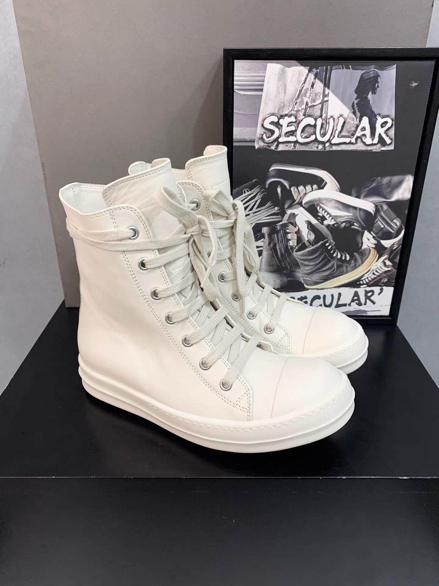 Rick Owens Rick Owens Milk White Leather High-Top Big Converse K34 Size US 5 / IT 35 - 3 Thumbnail