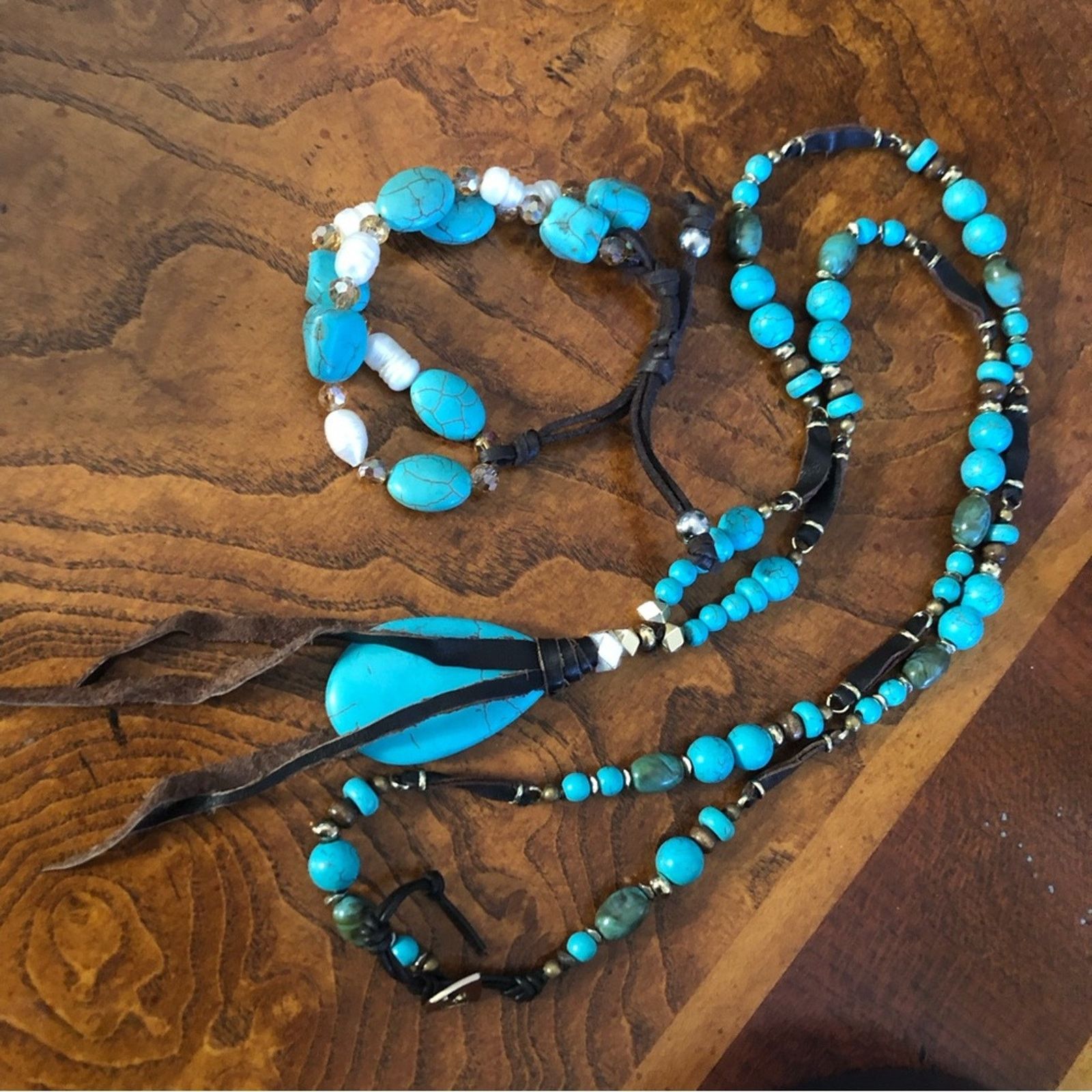 Jewelry Nakamol howlite genuine pearl necklace and bracelet set Size ONE SIZE - 12 Thumbnail