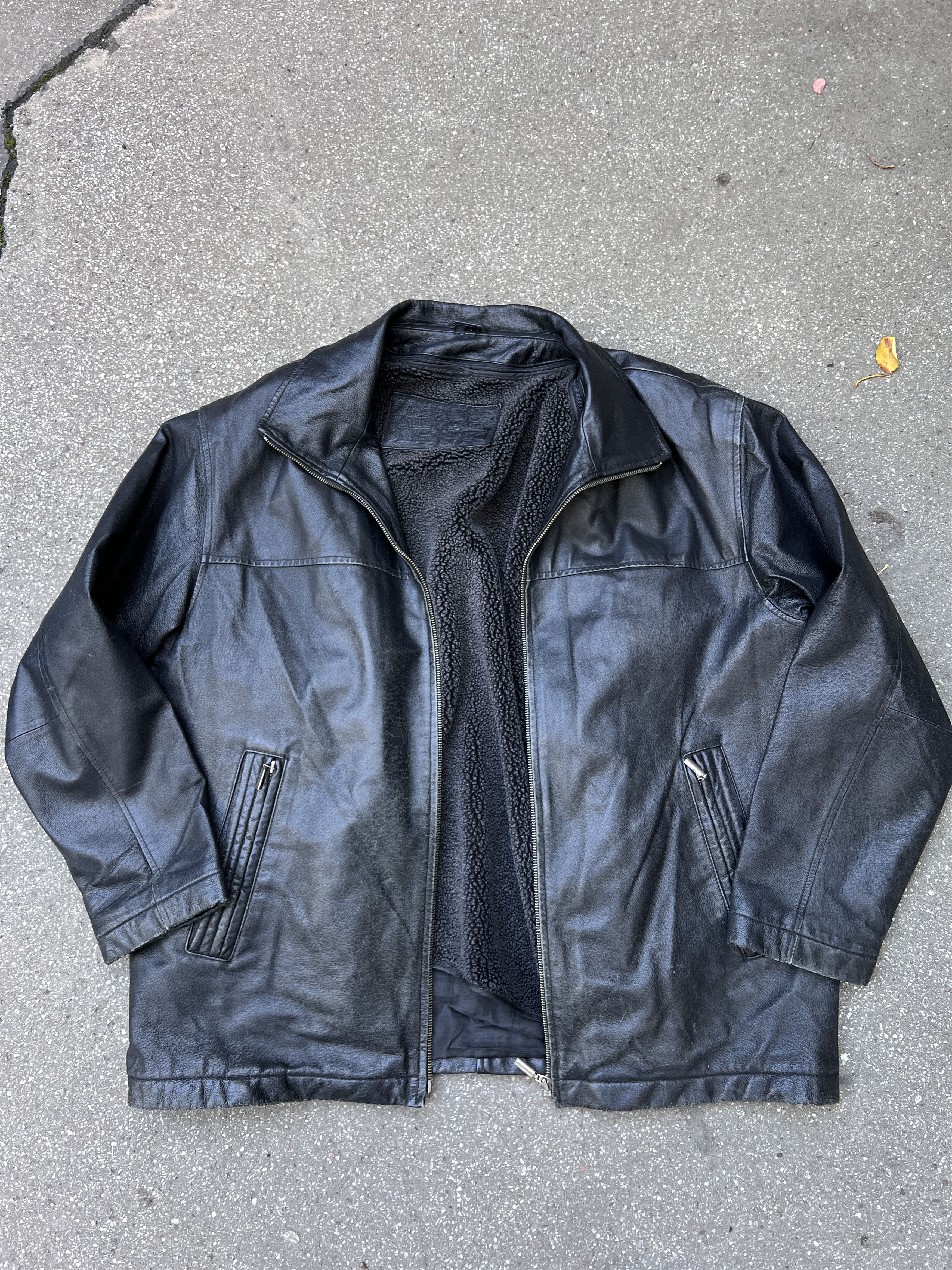 14th Addiction Winter Vintage 00s leather long coat jacket 2in1 vest fleece Size US XL / EU 56 / 4 - 4 Thumbnail