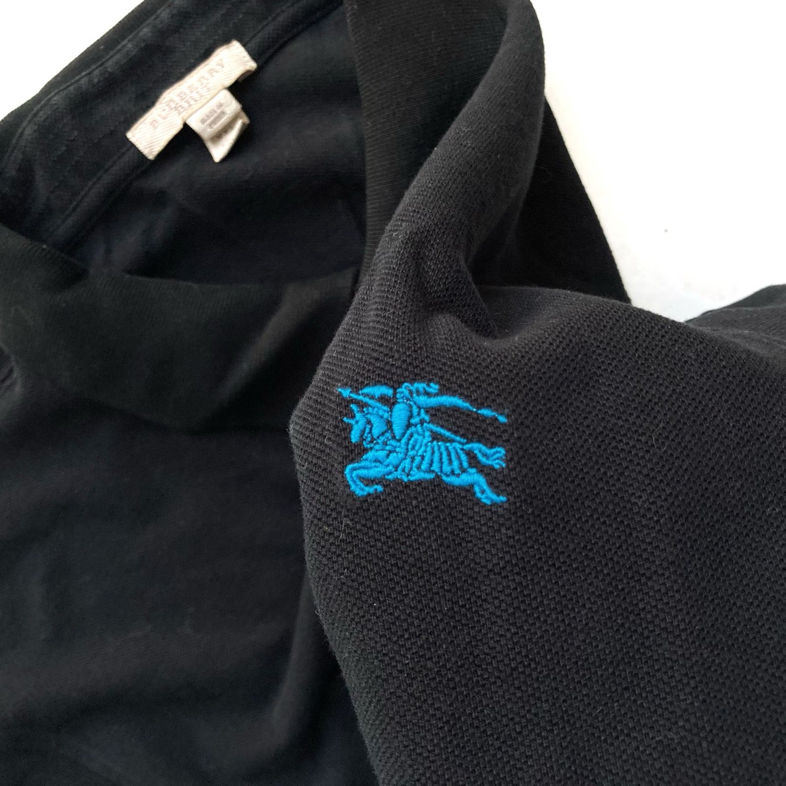 Burberry Burberry Brit Black Polo Shirt w/ Blue Knight Crest Size US XXL / EU 58 / 5 - 10 Thumbnail