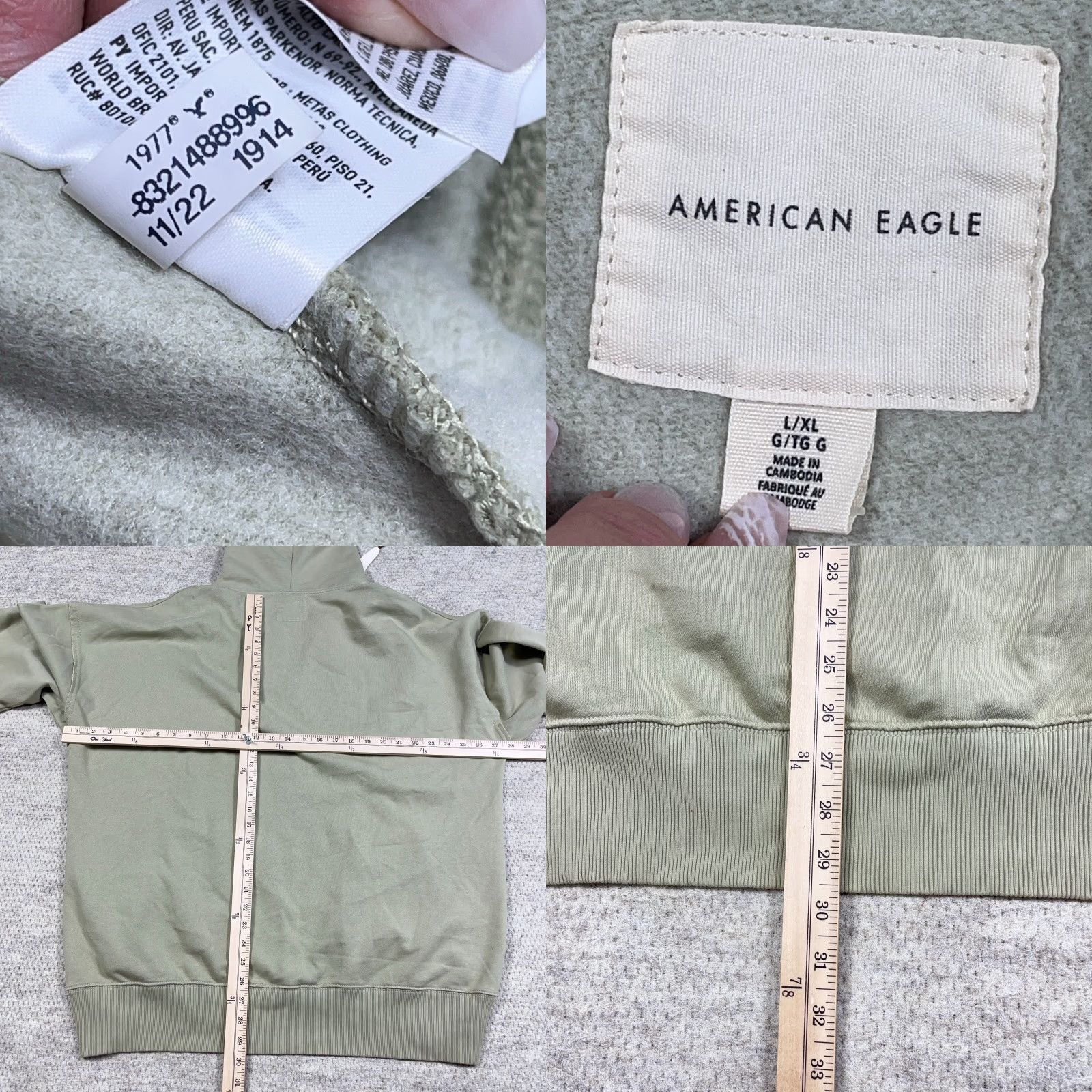 American Eagle Outfitters American Eagle Hoodie Men XL Green Full Zip Logo Graphic Print Casual Sweatshirt Jacket Size US XL / EU 56 / 4 - 8 Thumbnail