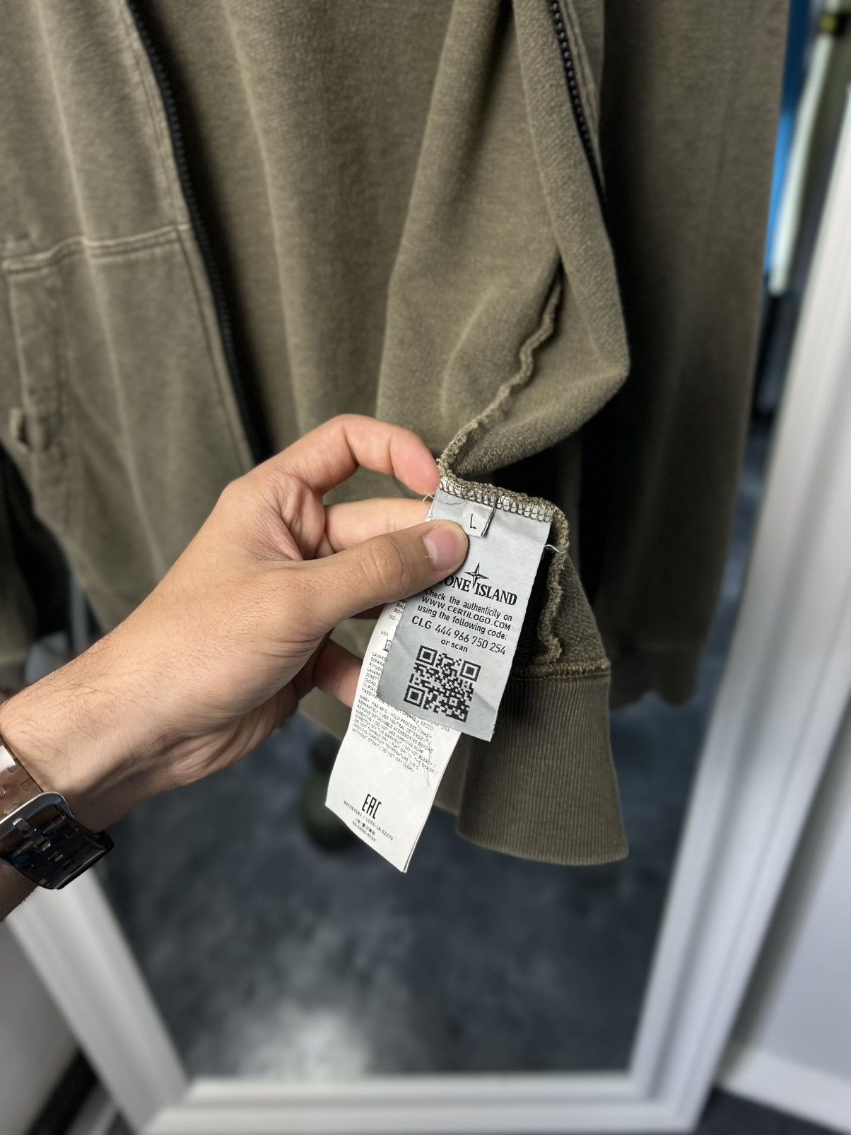 Designer × Stone Island Stone Island Khaki Green Hoodie L — Perfect Condition Size US L / EU 52-54 / 3 - 15 Thumbnail