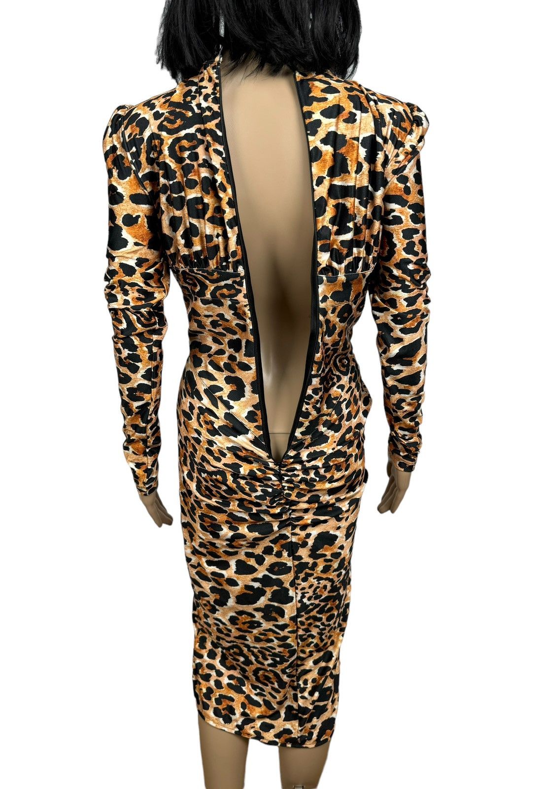 h&m leopard print bodycon dress Ismay Layered Halterneck Bodycon Midi Dress in Leopard Print