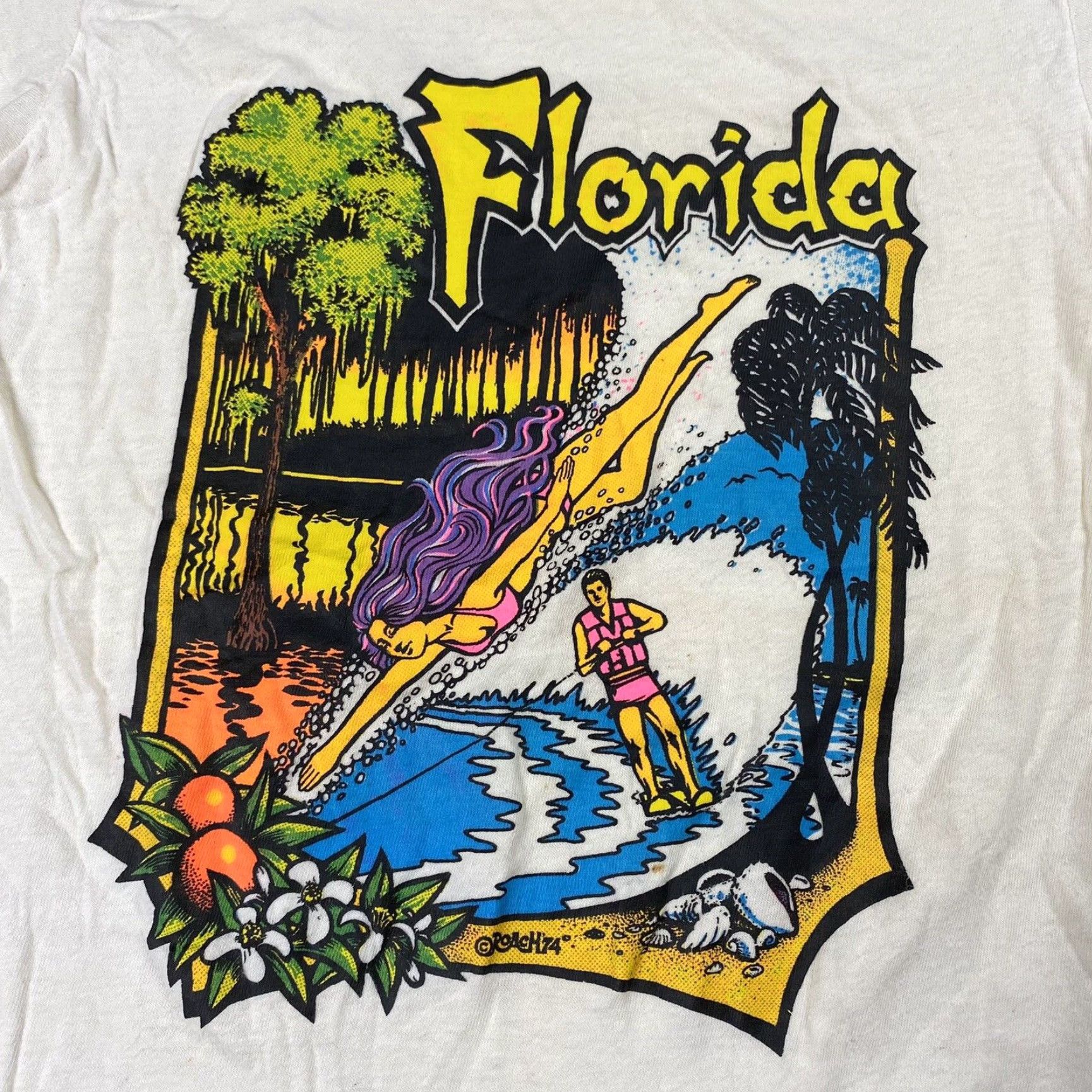 Vintage VINTAGE 1970s Roach Water Sports Graphic T-Shirt-Unisex Small Ivory Hippie Style Watercraft Water Sports Mens Size US S / EU 44-46 / 1 - 2 Thumbnail