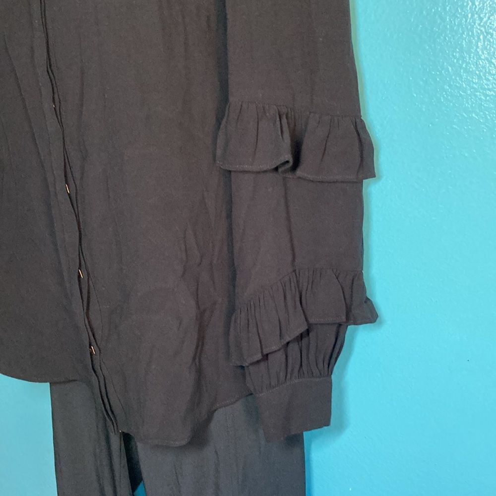 Other Rebecca Vallance Size 2 Black Blouse Ruffle Sleeve Button Fr Size XS / US 0-2 / IT 36-38 - 11 Thumbnail