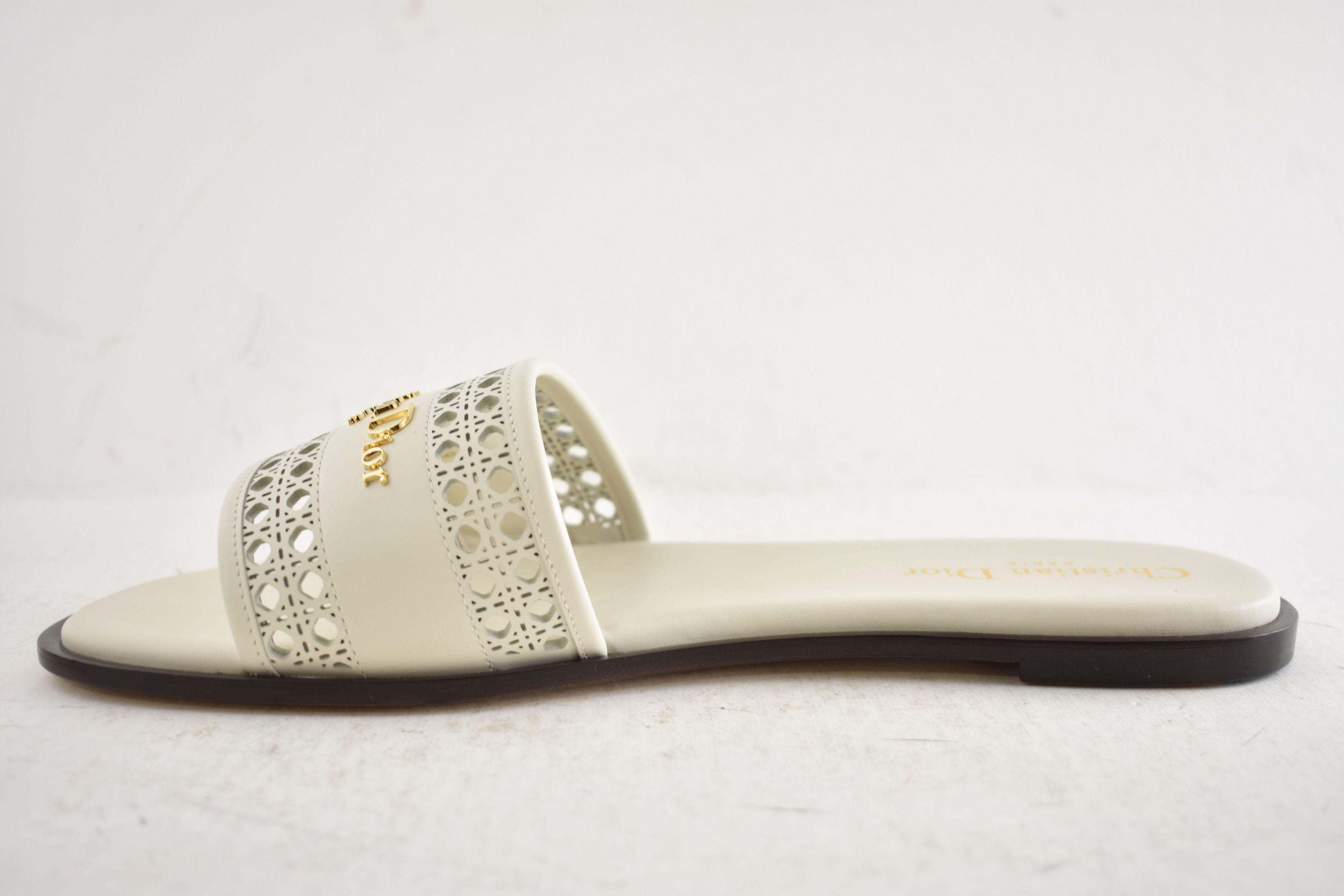 Dior D-Lane Dway Micro Cannage Leather Logo Slide Flat Sandal 39 Size US 9 / IT 39 - 16 Thumbnail