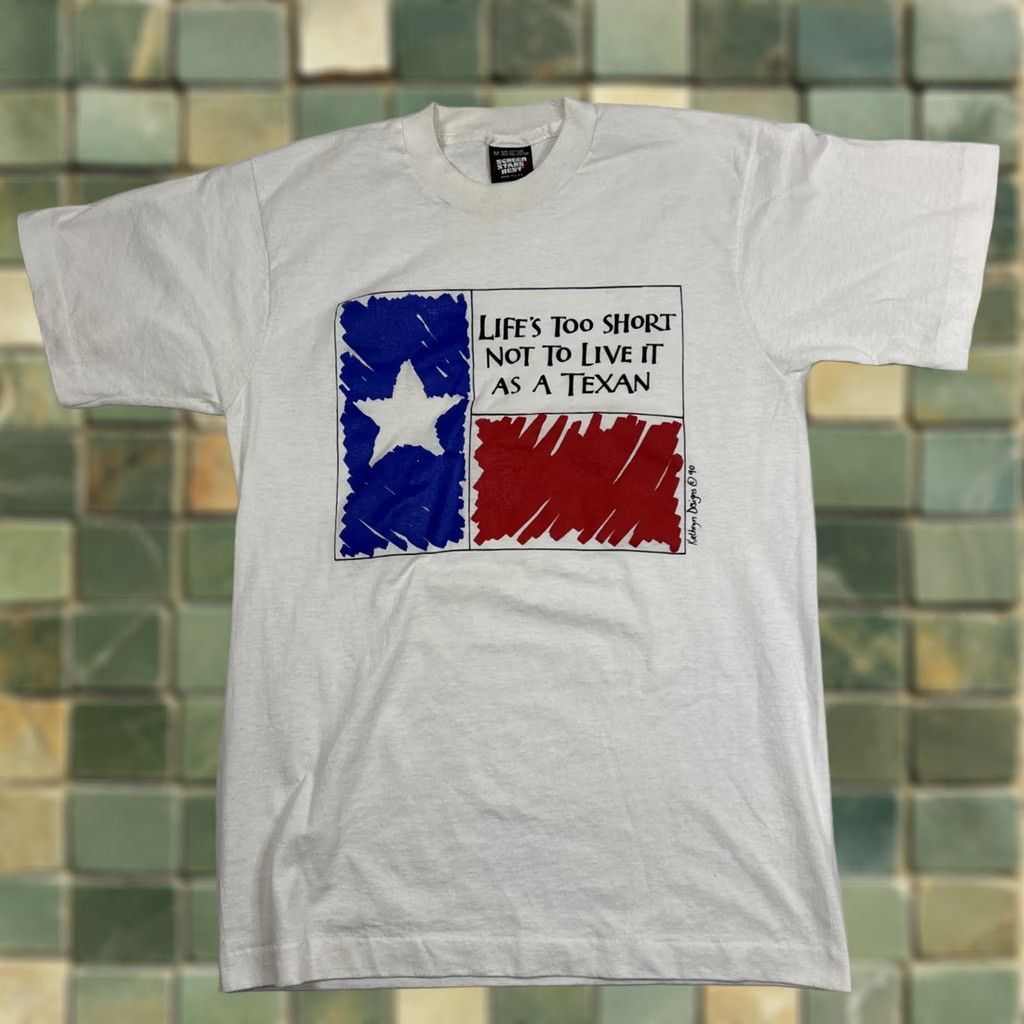Vintage VINTAGE Life's Too Short Not To Live It As A Texan T-Shirt All Sport Medium Mens White M Size US M / EU 48-50 / 2 - 1 Thumbnail