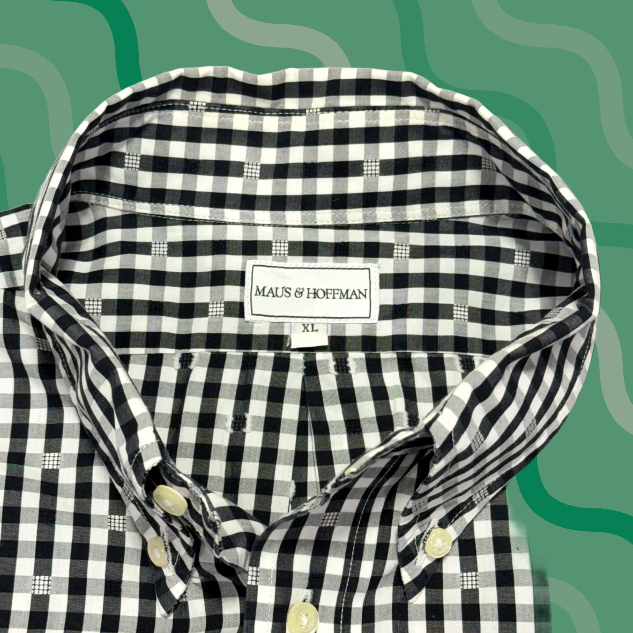 Vintage Maus & Hoffman Shirt Mens XL Black White Check Egyptian 2 Ply Cotton Button Up Size US XL / EU 56 / 4 - 1 Thumbnail