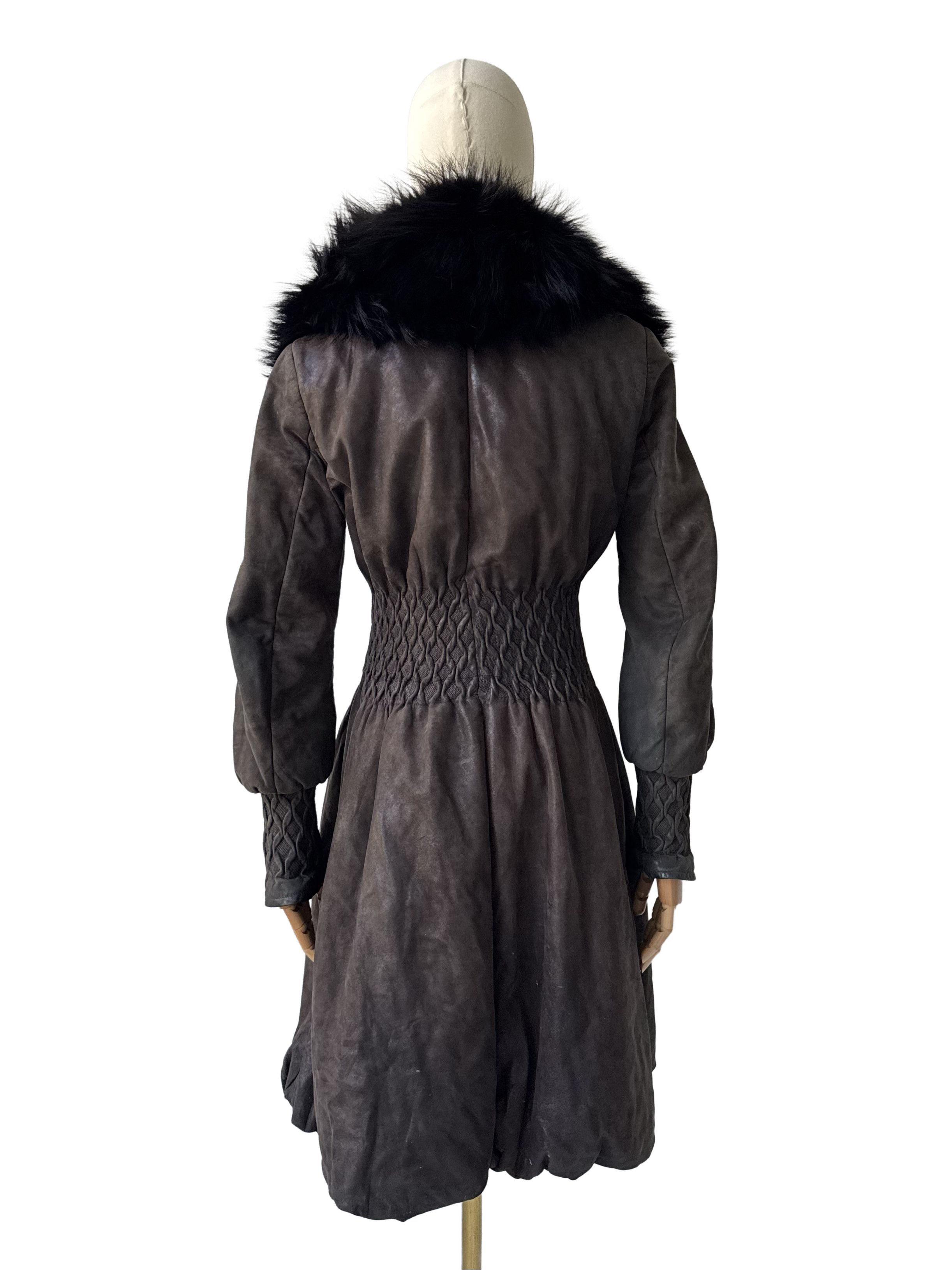 Vintage Vintage Leather Coat Real Fur Collar Long Winter Dress Coat Size XS / US 0-2 / IT 36-38 - 4 Thumbnail