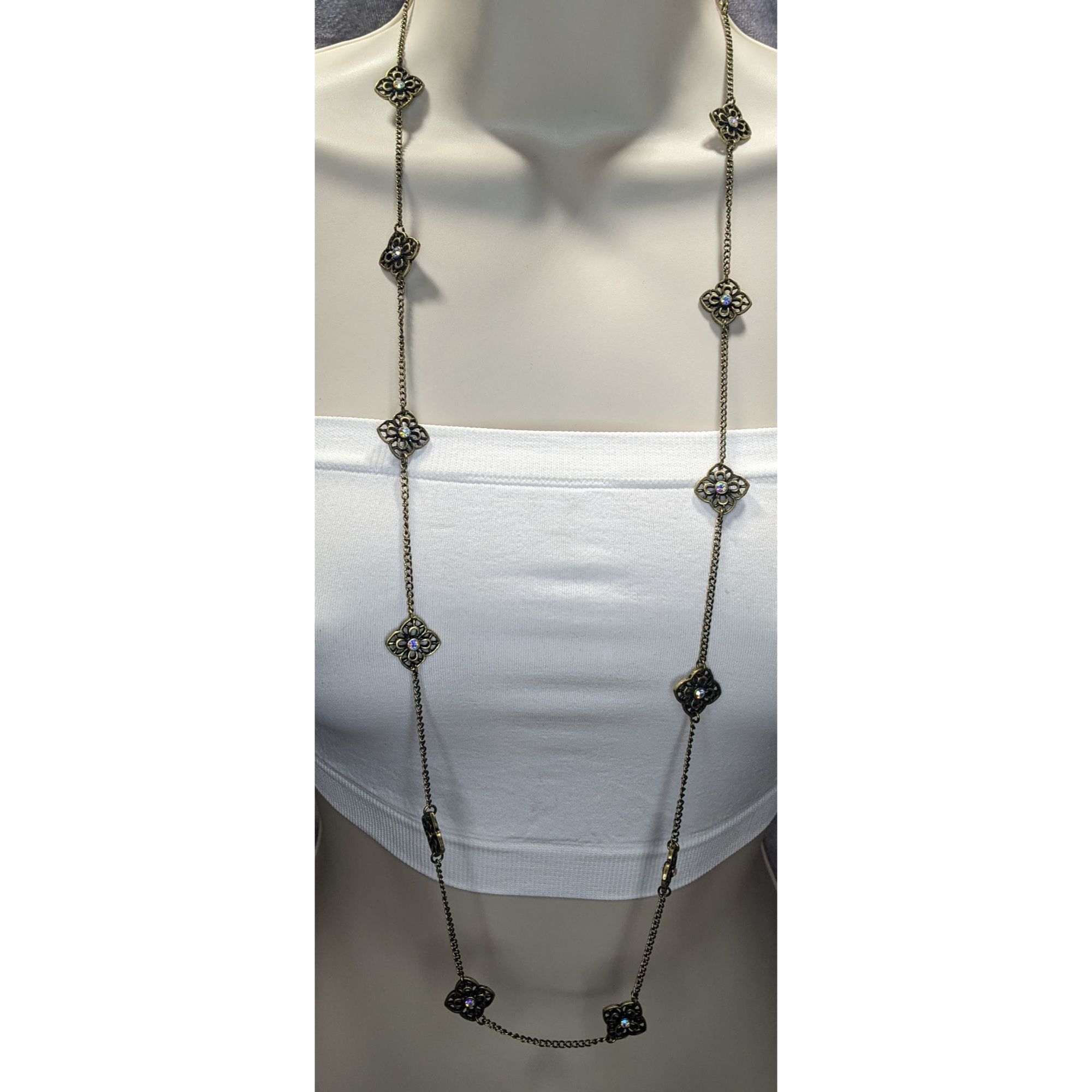 Other Vintage Premier Designs 35" Antique Gold-Tone Floral Necklac Size ONE SIZE - 2 Thumbnail