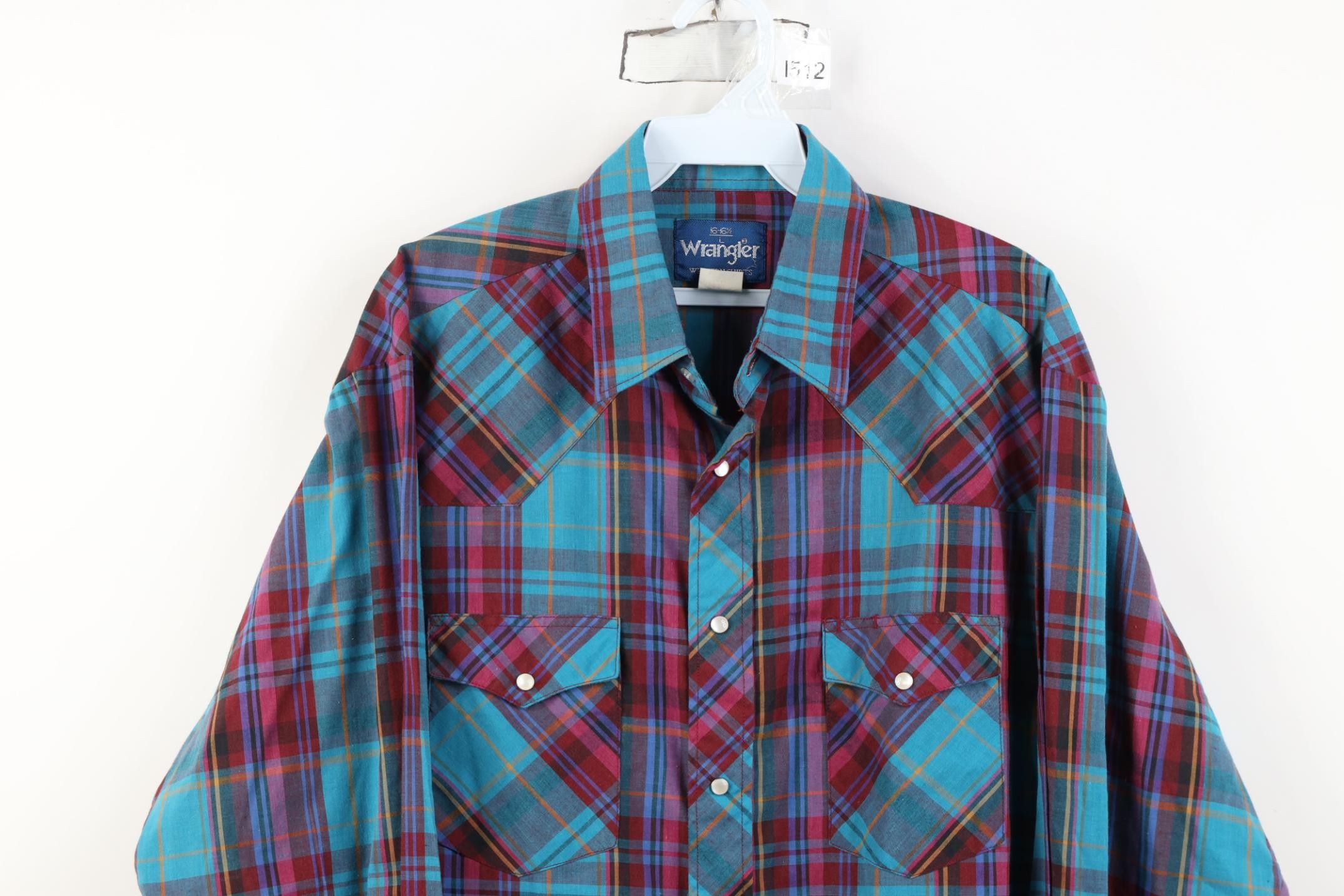 Wrangler Vintage 90s Wrangler Plaid Cowboy Rodeo Snap Button Shirt Size US L / EU 52-54 / 3 - 2 Thumbnail