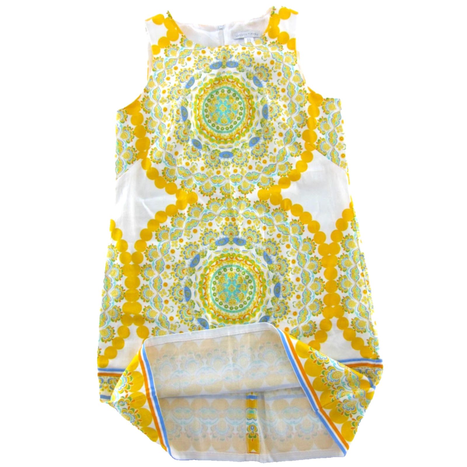 Vintage VINTAGE London Times White Yellow Blue Green Floral Paisley Tank Shift Sun Dress 12 Size XL / US 12-14 / IT 48-50 - 5 Thumbnail