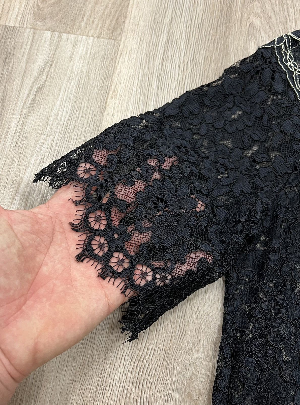 Sandro Sandro Paris Black Lace Crop Top Blouse Size S / US 4 / IT 40 - 3 Thumbnail