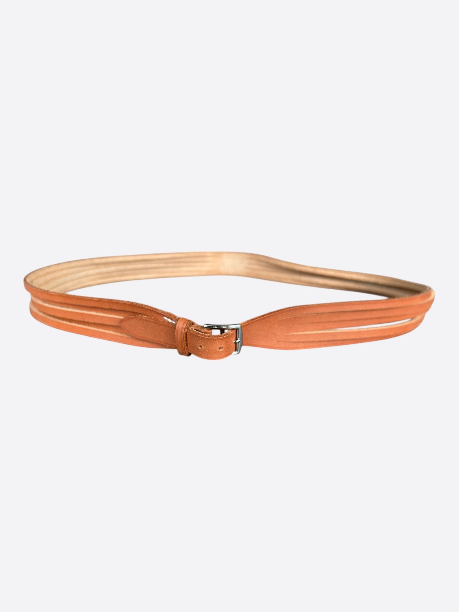 Hermes Hermes Brown Swift & Palladium Stirrup Multi-Strand Belt Size 30 - 1 Thumbnail