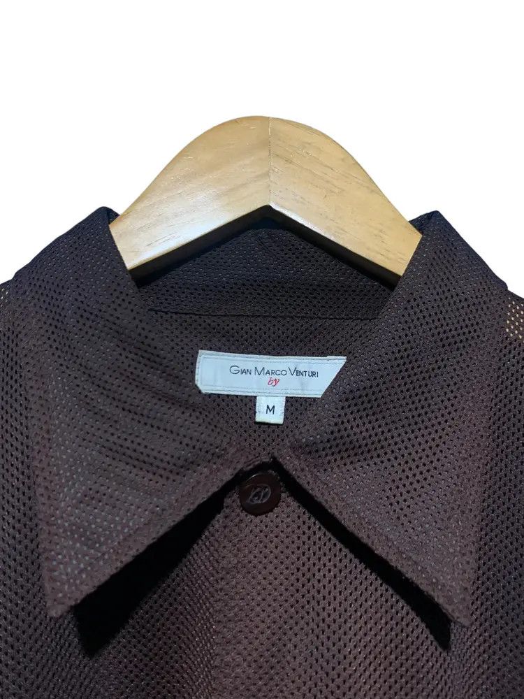 GianMarco Venturi Y2k transparent mesh fishnet summer button shirt Size US L / EU 52-54 / 3 - 10 Thumbnail