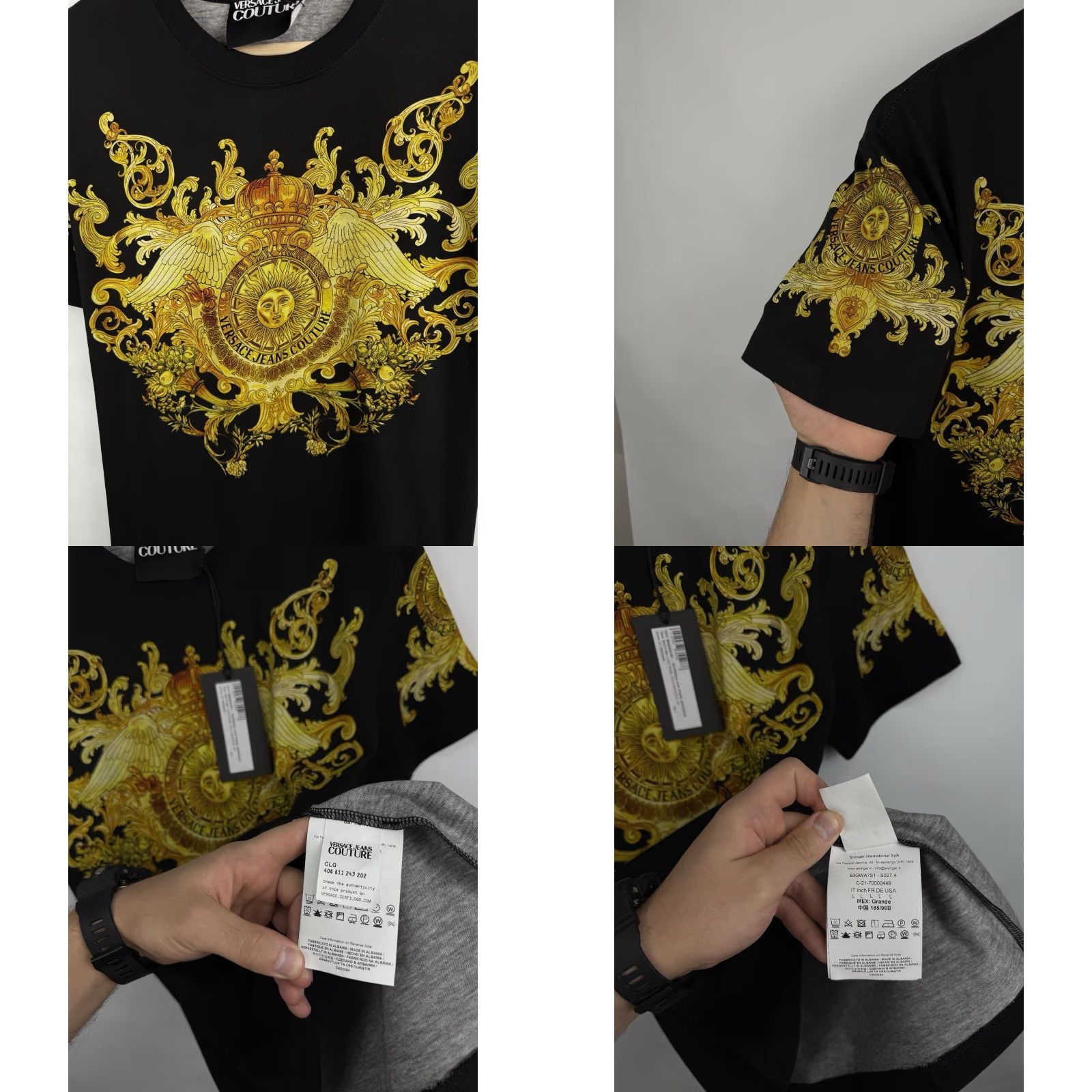Versace Versace Jeans Couture Baroque Barocco Print T-Shirt L Black Mens Size US L / EU 52-54 / 3 - 9 Thumbnail