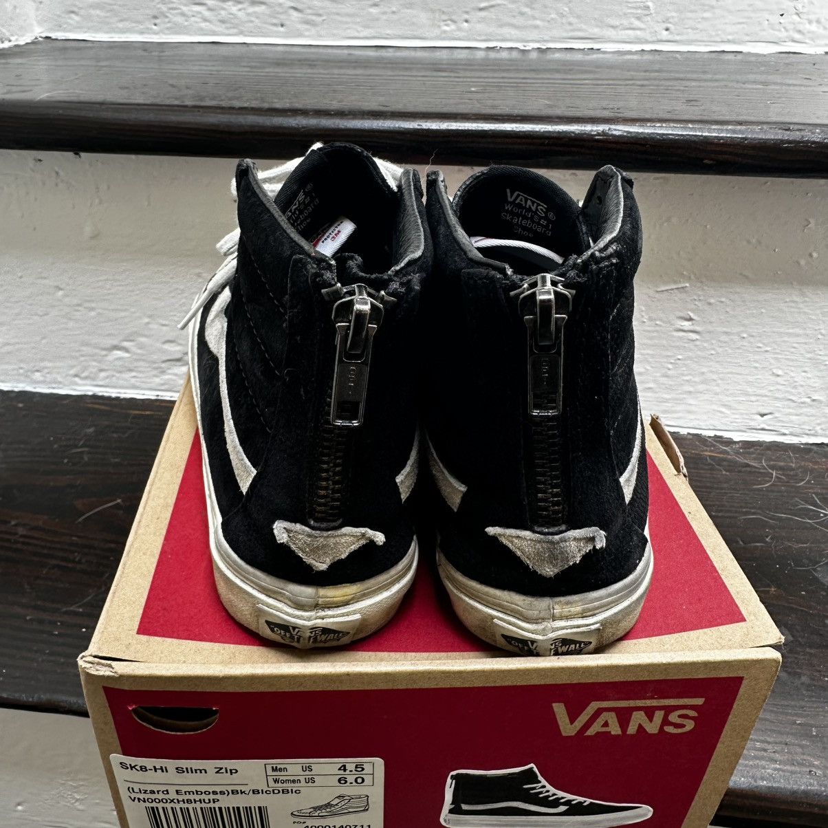 Vans Vans Sk8-hi Slim Zip Lizard Emboss Black Suede Scotchguard Size US 6 / IT 36 - 5 Thumbnail