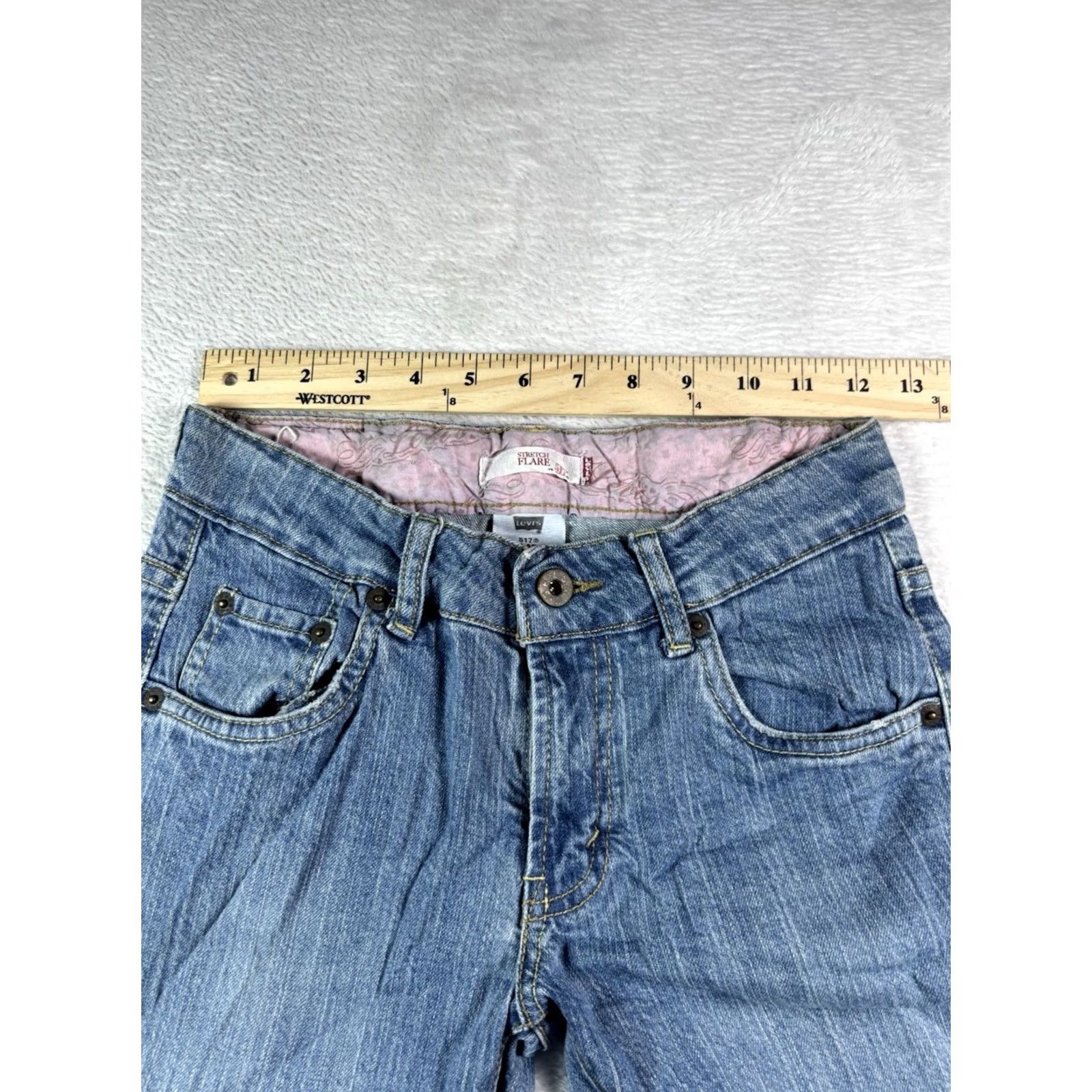 Levi's VINTAGE Levi's 517 Jeans Womens 14 Reg Blue Denim Flare Rise 5-Pocket Logo Stretch 90s USA City 517 Size 36" / US 14 / IT 50 - 7 Thumbnail