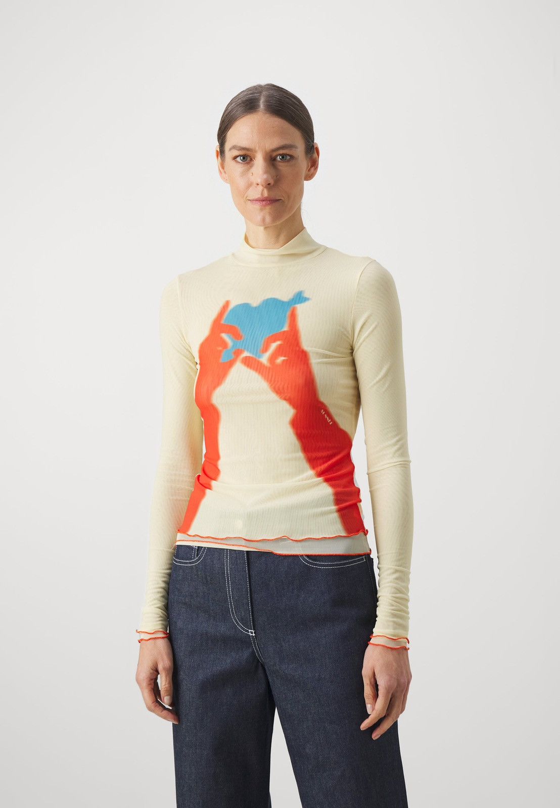 Sunnei !DS! SS23 Sunnei Heart And Hands Mesh Yellow Turtleneck Size S / US 4 / IT 40 - 2 Thumbnail