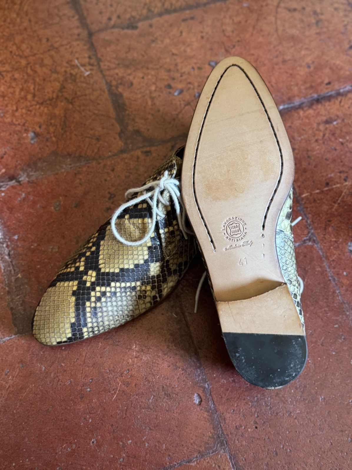Handmade andmade Python Lace-Up Shoes – Rare Piece Size US 8 / EU 41 - 5 Thumbnail