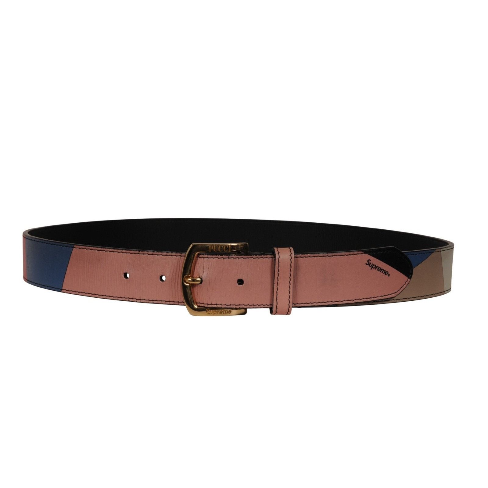 Supreme Emilio Pucci Supreme Logo Leather Belt Dusty Pink Blue Tan Size ONE SIZE - 17 Thumbnail