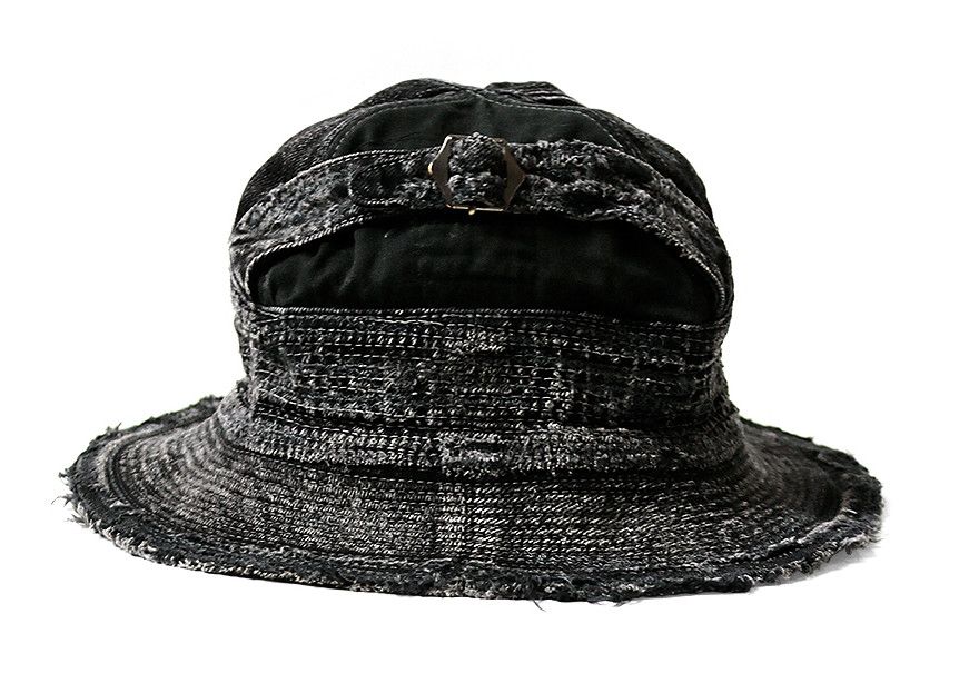 Kapital Kapital 11.5oz old man and sea crash damage black denim hat Size ONE SIZE - 3 Thumbnail