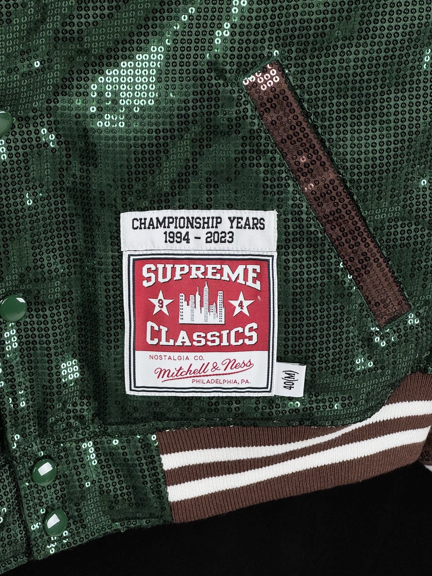 Mitchell & Ness × Supreme Supreme Mitchell & Ness Sequin Varsity Jacket Size US M / EU 48-50 / 2 - 5 Thumbnail