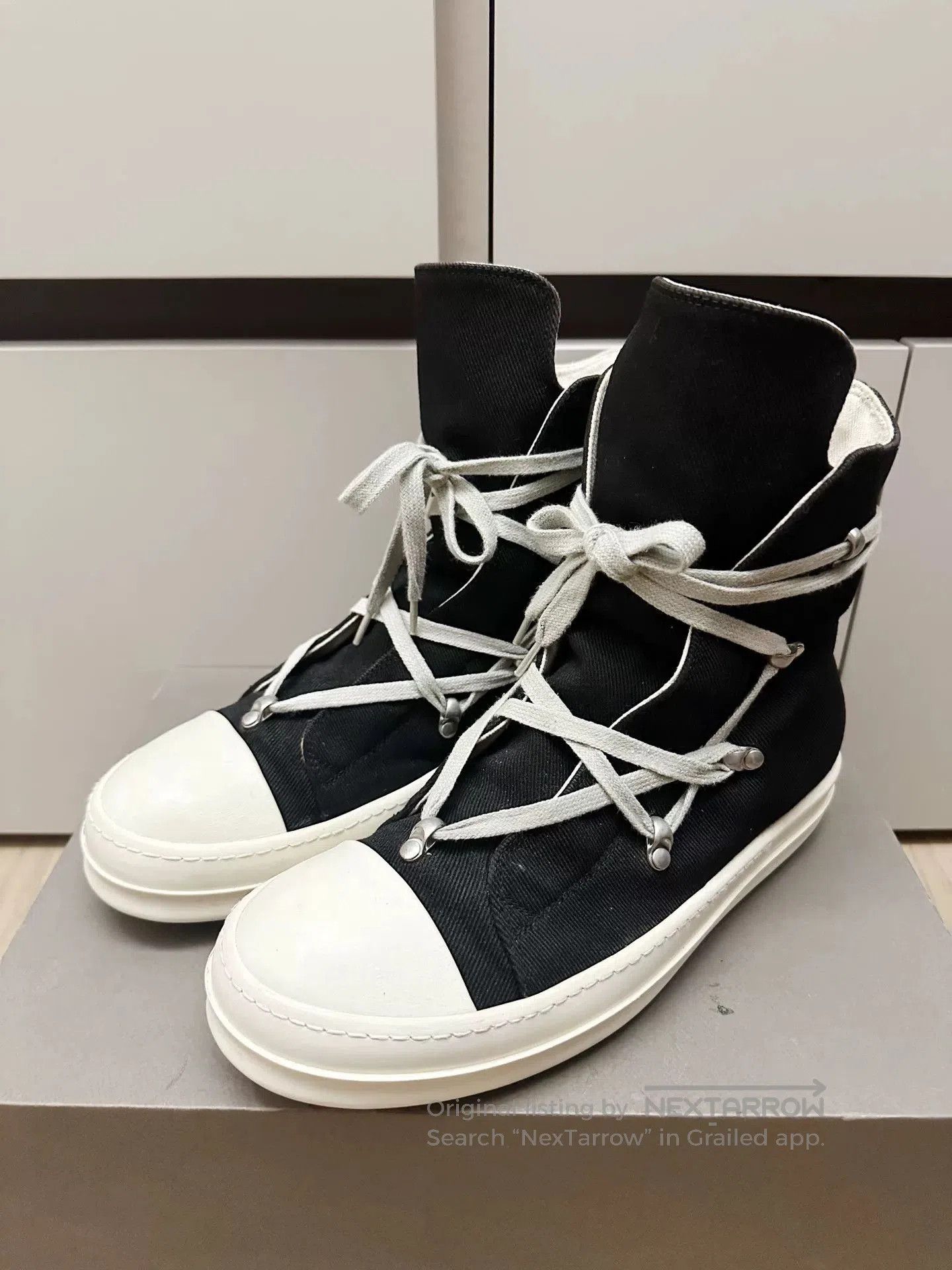 Rick Owens Drkshdw Rick Owens DRKSHDW High-Top Canvas Sneakers. Size US 7 / EU 40 - 2 Thumbnail