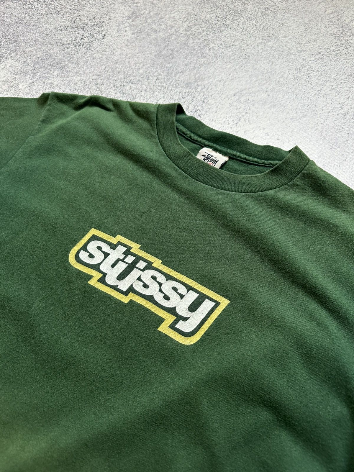 Stussy Vintage 1993-96 STUSSY Big Logo Green T-Shirt Made in USA Size US L / EU 52-54 / 3 - 6 Thumbnail