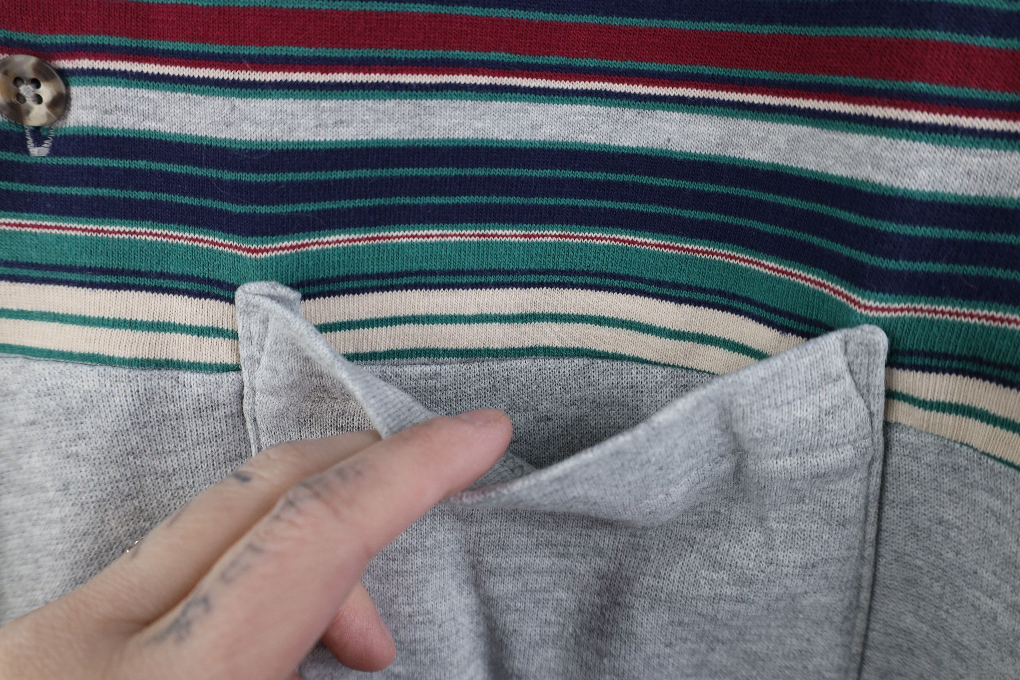 Vintage Vintage 90s Streetwear Thin Striped Collared Sweatshirt Size US XXL / EU 58 / 5 - 5 Thumbnail