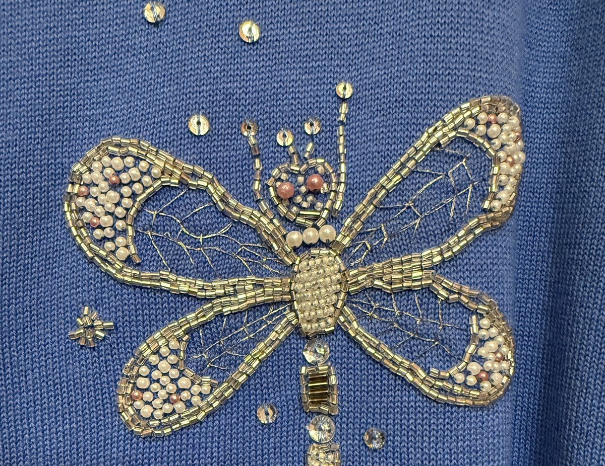 Bob Mackie Bob Mackie Wearable Art Periwinkle Blue Beaded Dragonfly Size XXL / US 16-18 / IT 52-54 - 4 Thumbnail