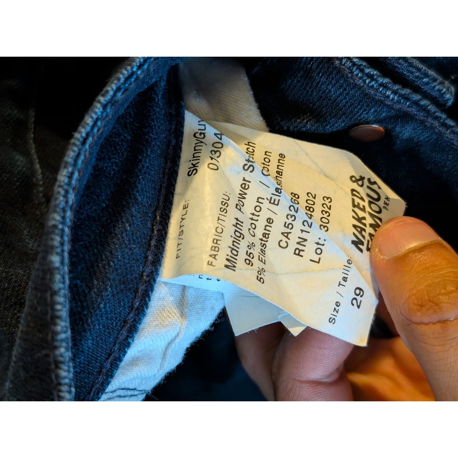 Naked & Famous Skinny Guy - Midnight Power Stretch (29) Size US 29 - 4 Thumbnail