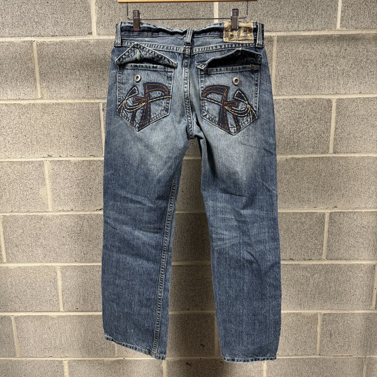 Vintage Y2K Baggy Embroidered Distressed Faded Jeans ERD Grunge Size US 30 / EU 46 - 1 Thumbnail