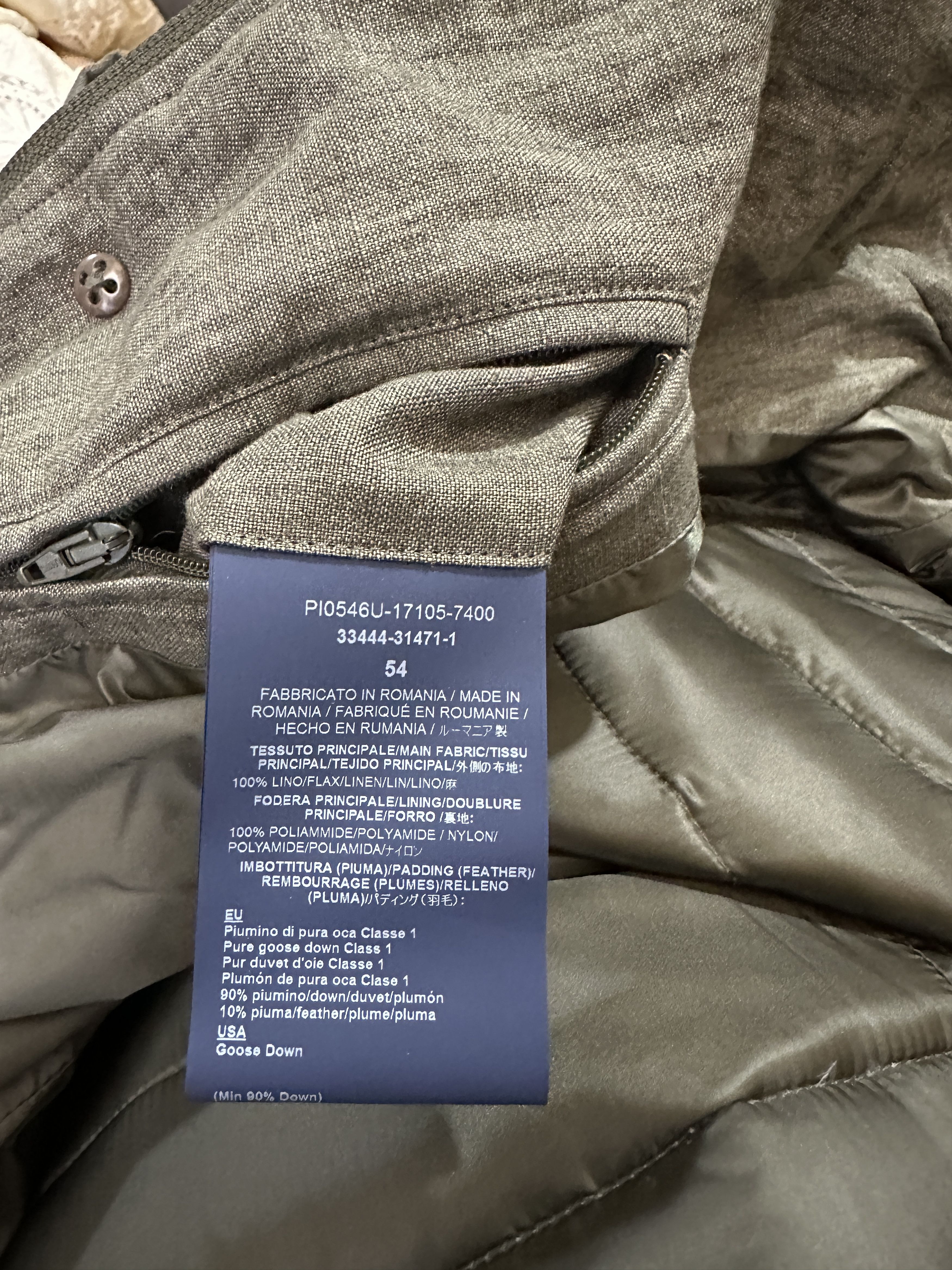 Herno Green musk jacket in padded linen Size US L / EU 52-54 / 3 - 7 Thumbnail
