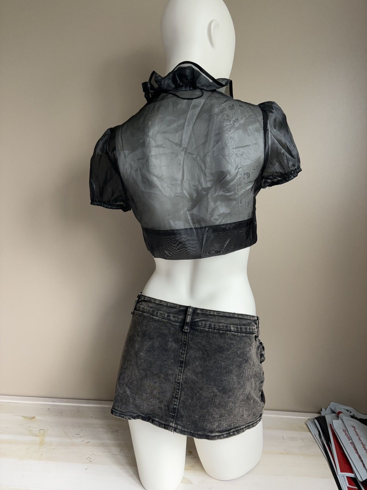 Vintage Rina Scimento vintage mesh bolero lace up blouse coquette Size S / US 4 / IT 40 - 7 Thumbnail