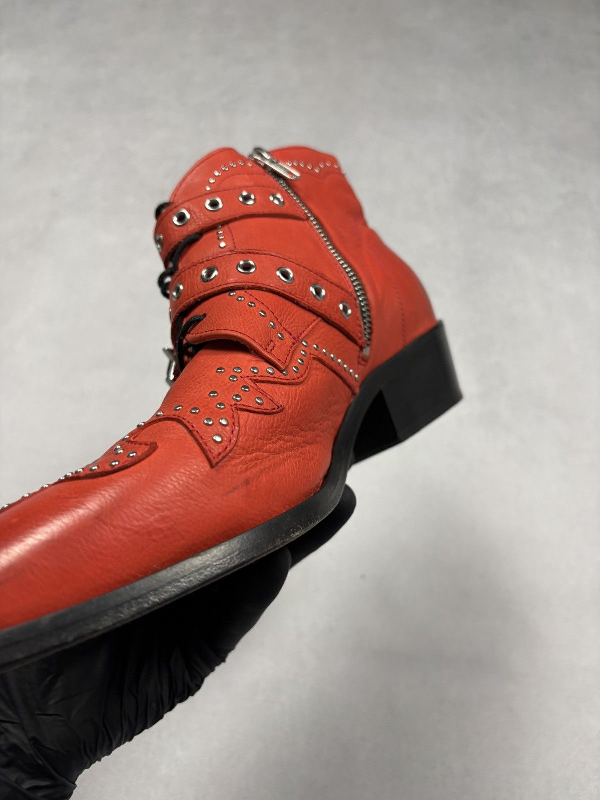 Other Air & Grace London Red Western Buckle Leather Boots 43 West Size US 10 / EU 43 - 9 Thumbnail