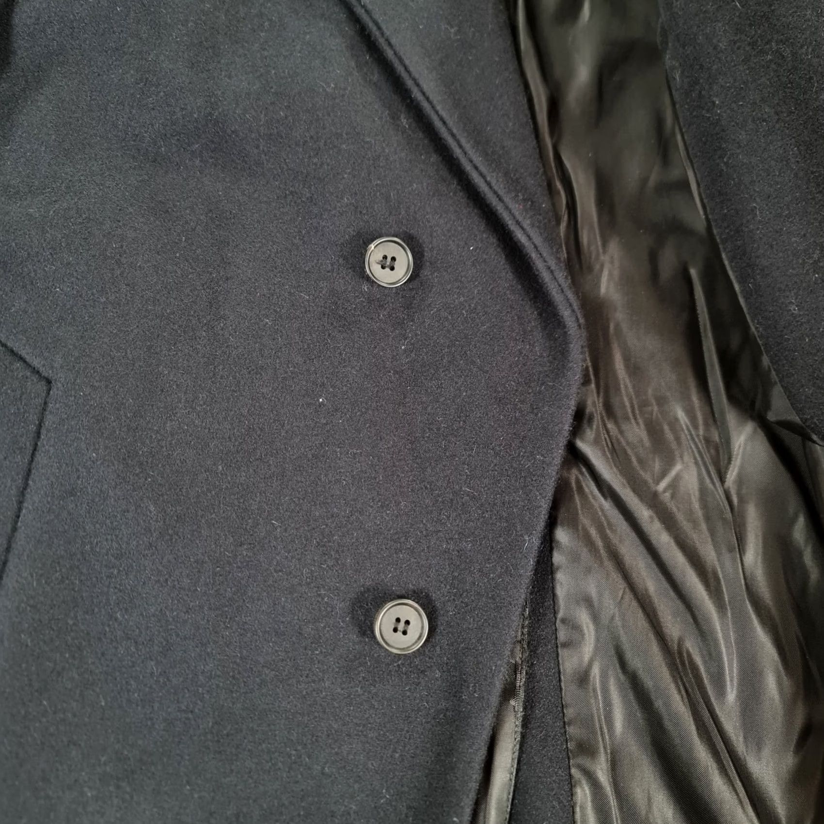 Allsaints AllSaints Mens Coat Navy Blue 36 Wool Single Breasted Mire Overcoat Size US XXS / EU 40 - 3 Thumbnail