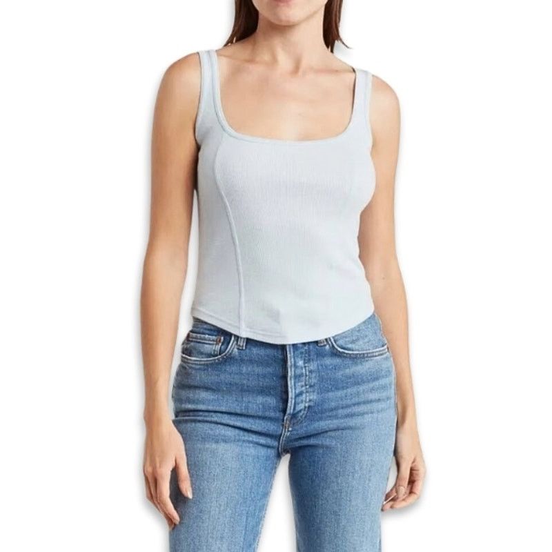 Other Abound Tank Top Stylish Ribbed Corset Sleeveless Blue L NWOT Size L / US 10 / IT 46 - 1 Thumbnail