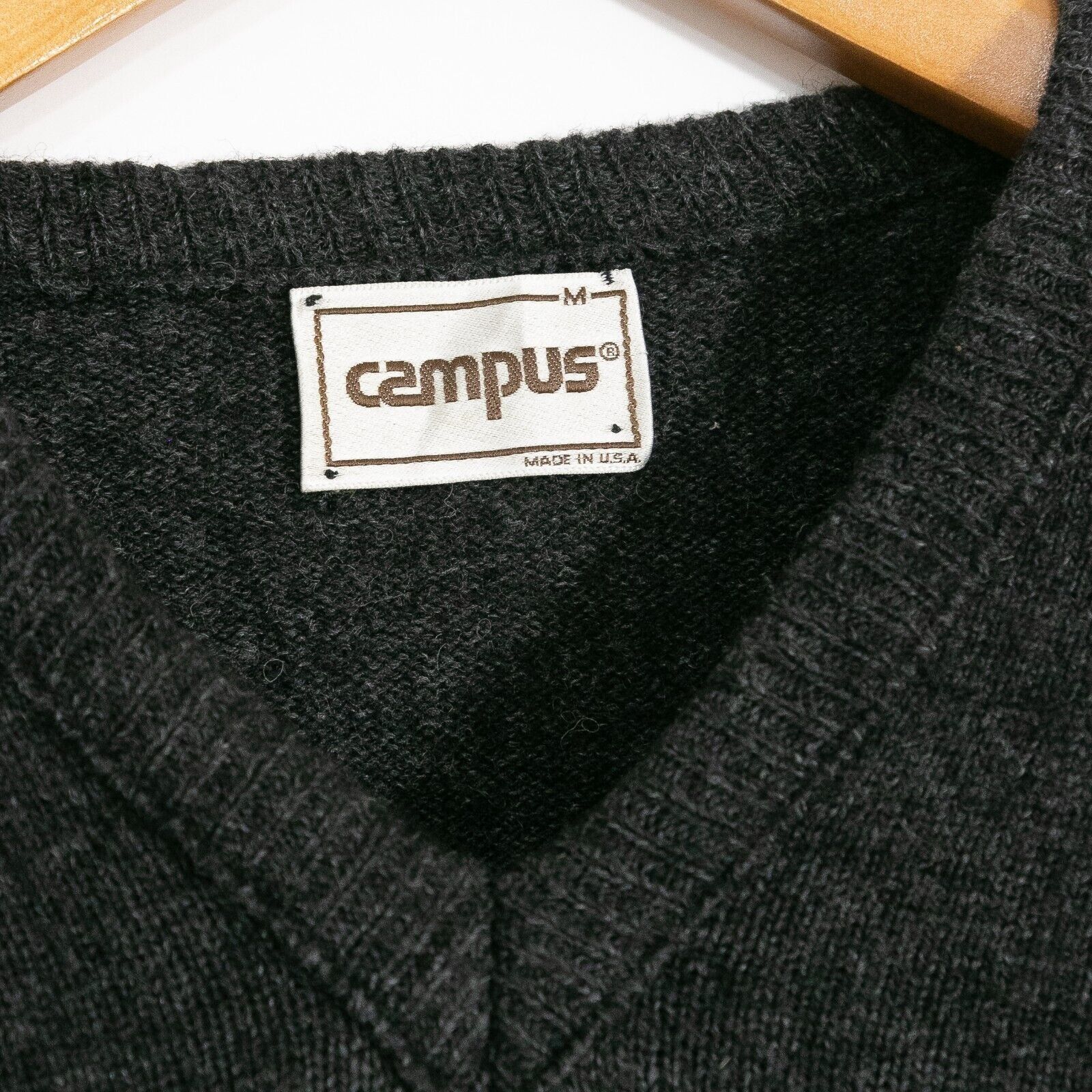 Vintage Vintage 70s Campus Wool V Neck Sweater Medium - Gray Preppy Size US M / EU 48-50 / 2 - 3 Thumbnail