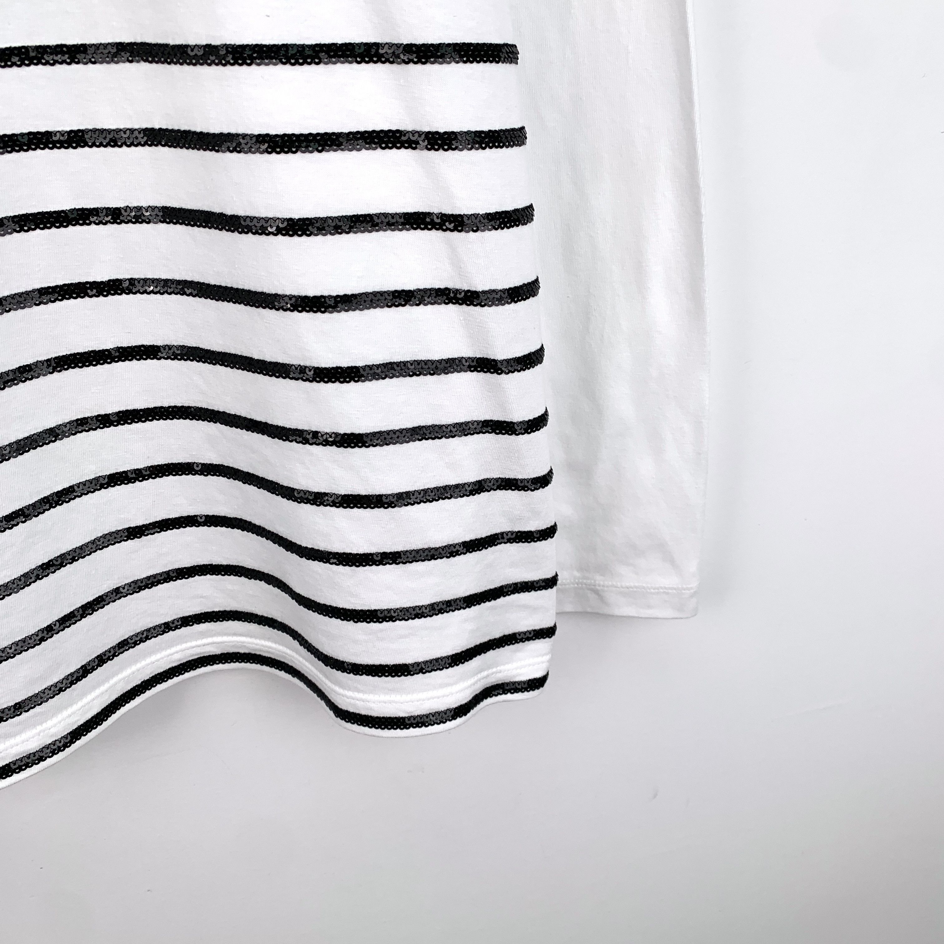 Miu Miu Miu Miu Sequin Stripe Tee White (Size S) Size S / US 4 / IT 40 - 2 Thumbnail