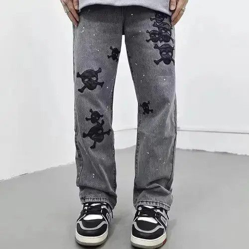 Jean Pirate Skull Patch Gray Denim Jeans Size US 32 / EU 48 - 4 Thumbnail