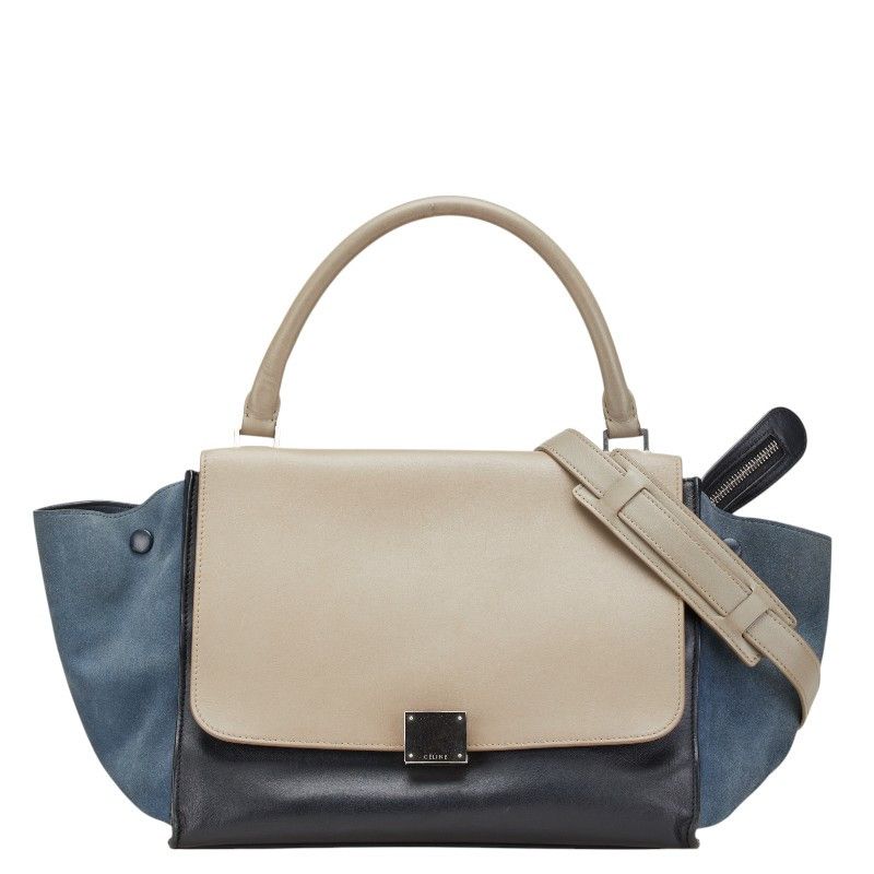 Celine Celine Tricolor Leather Trapeze 2Way Bag Leather Shoulder Bag in Beige, Women's