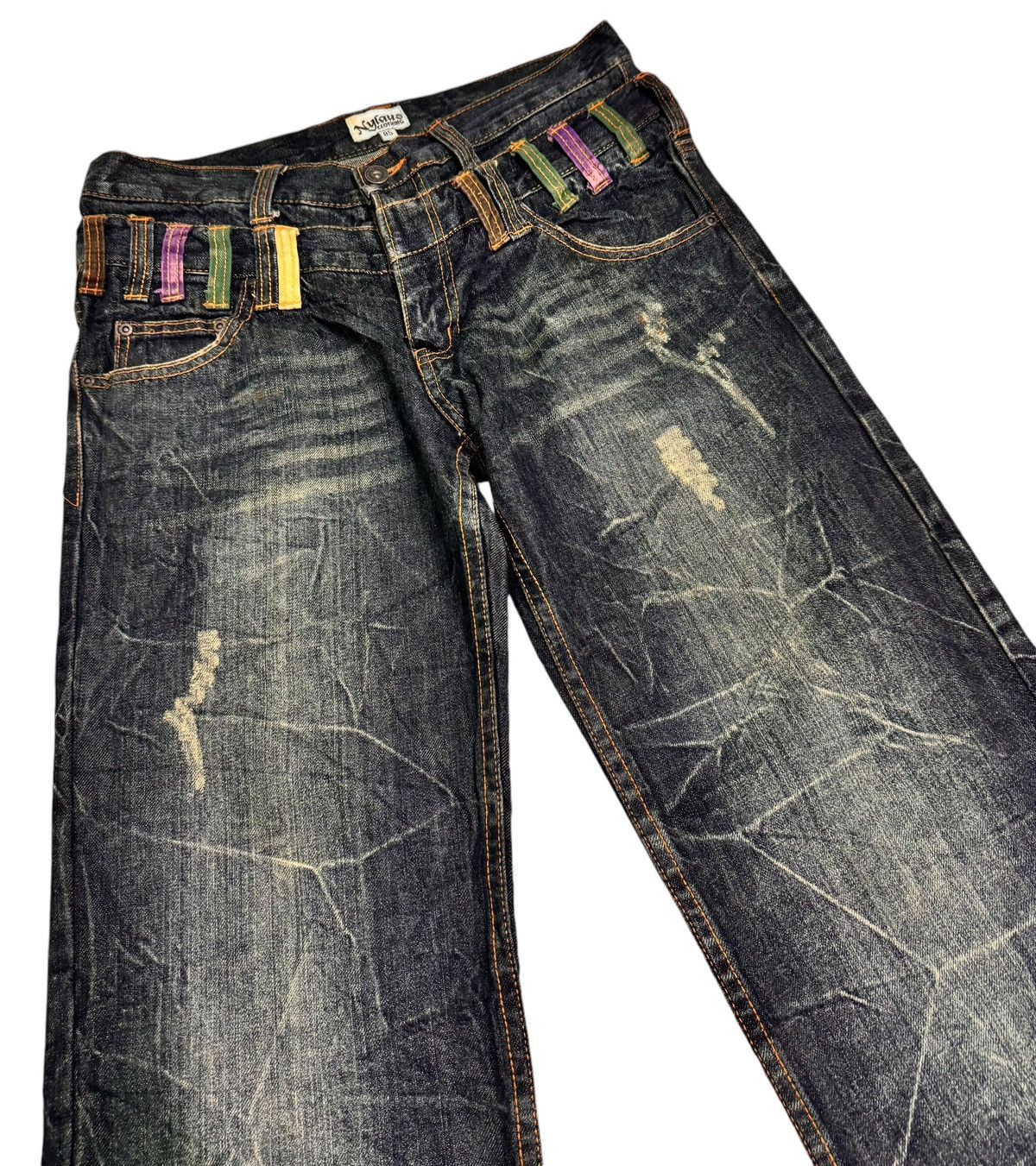Japanese Brand ⚡️⚡️Distressed Japanese Nylaus Double Waist Jeans Size US 32 / EU 48 - 14 Thumbnail