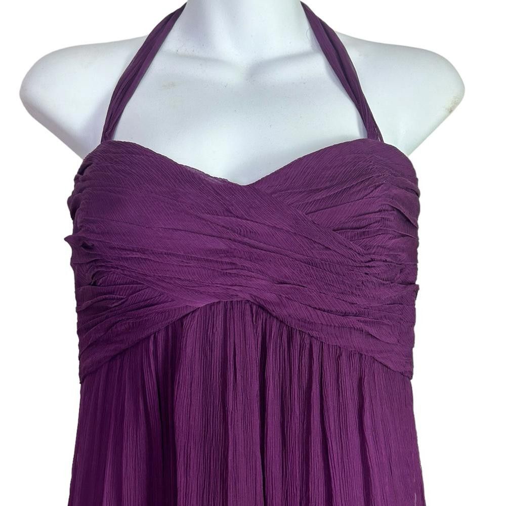 Designer Amsale l 100% Silk Purple Halter Maxi Gown Size 8 Size M / US 6-8 / IT 42-44 - 4 Thumbnail