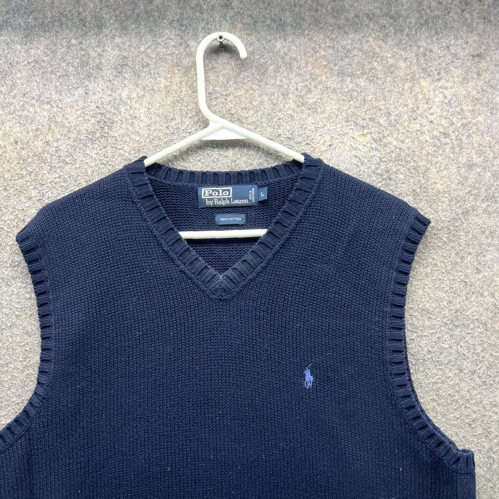 Polo Ralph Lauren Polo Ralph Lauren Sweater Vest Mens Large Blue 100% Cotton V Neck Pony Logo Vest, Knit, Solid, Casual, Fall Mens L Size US L / EU 52-54 / 3 - 6 Thumbnail
