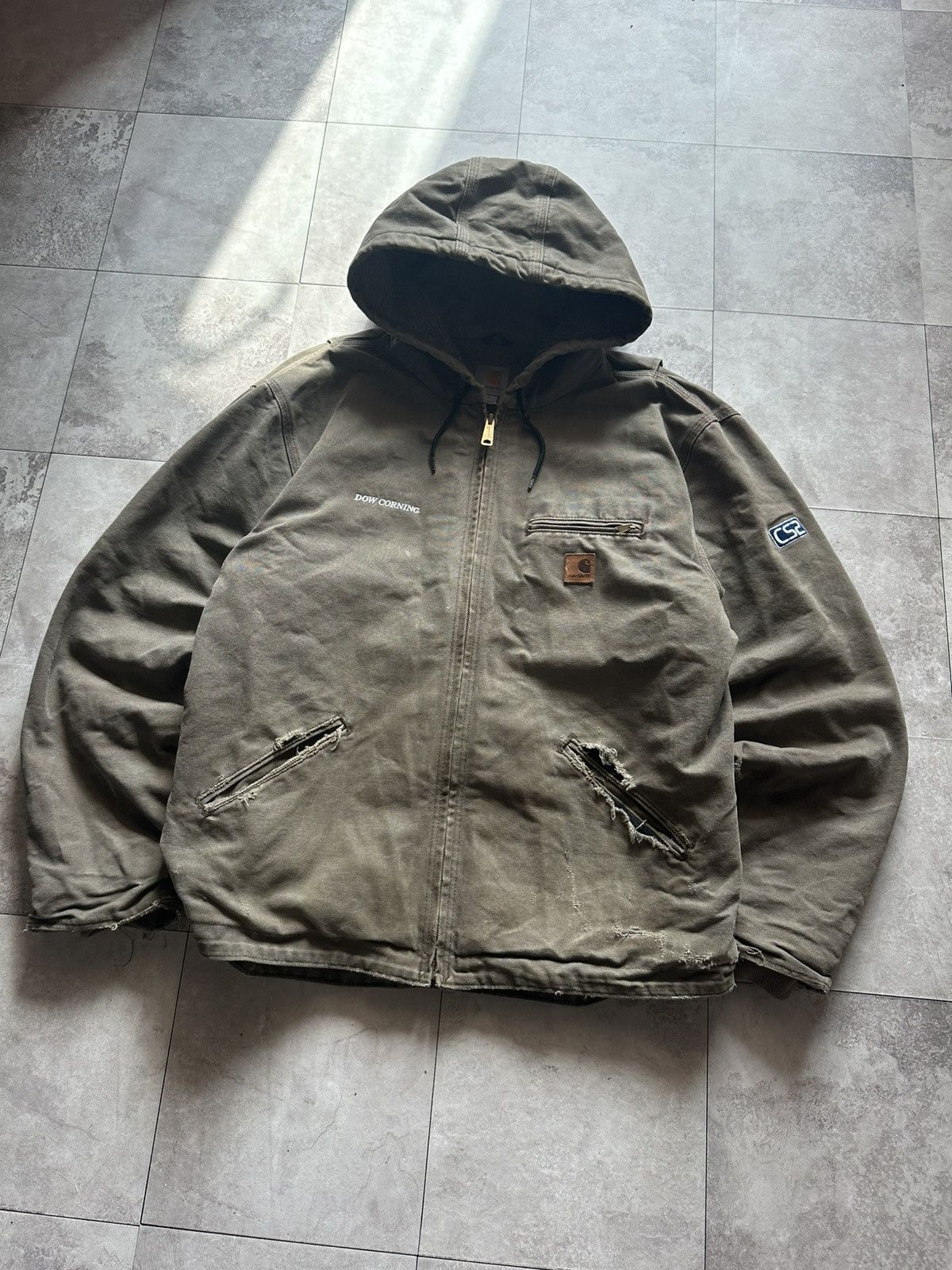 Carhartt Carhartt Detroit Sierra Sherpa Lined Work Jacket Hooded Sz L Size US L / EU 52-54 / 3 - 3 Thumbnail