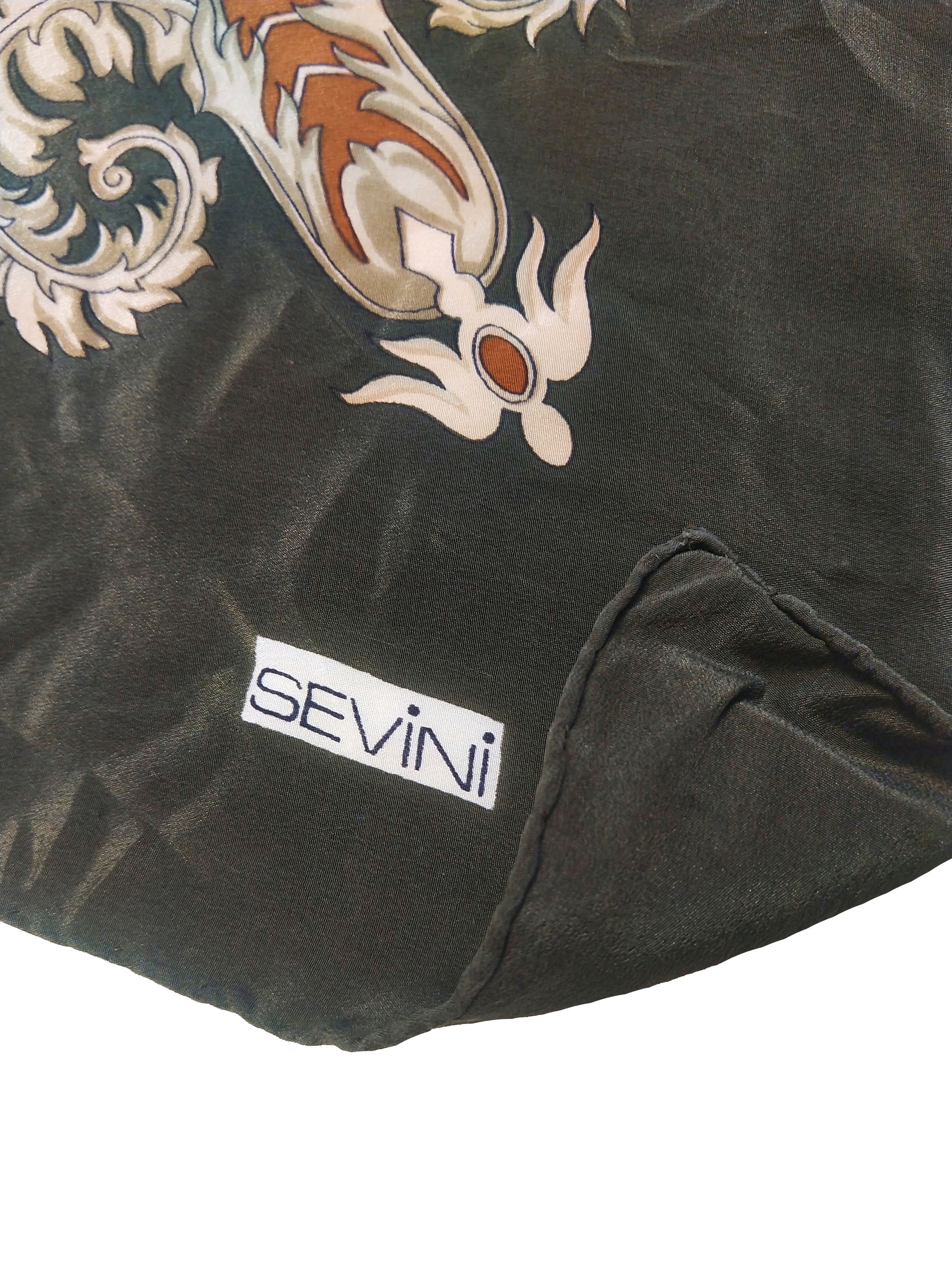 Vintage Vintage 90s Sevini Large Silk Scarf, Silk Handkerchief Size ONE SIZE - 4 Thumbnail